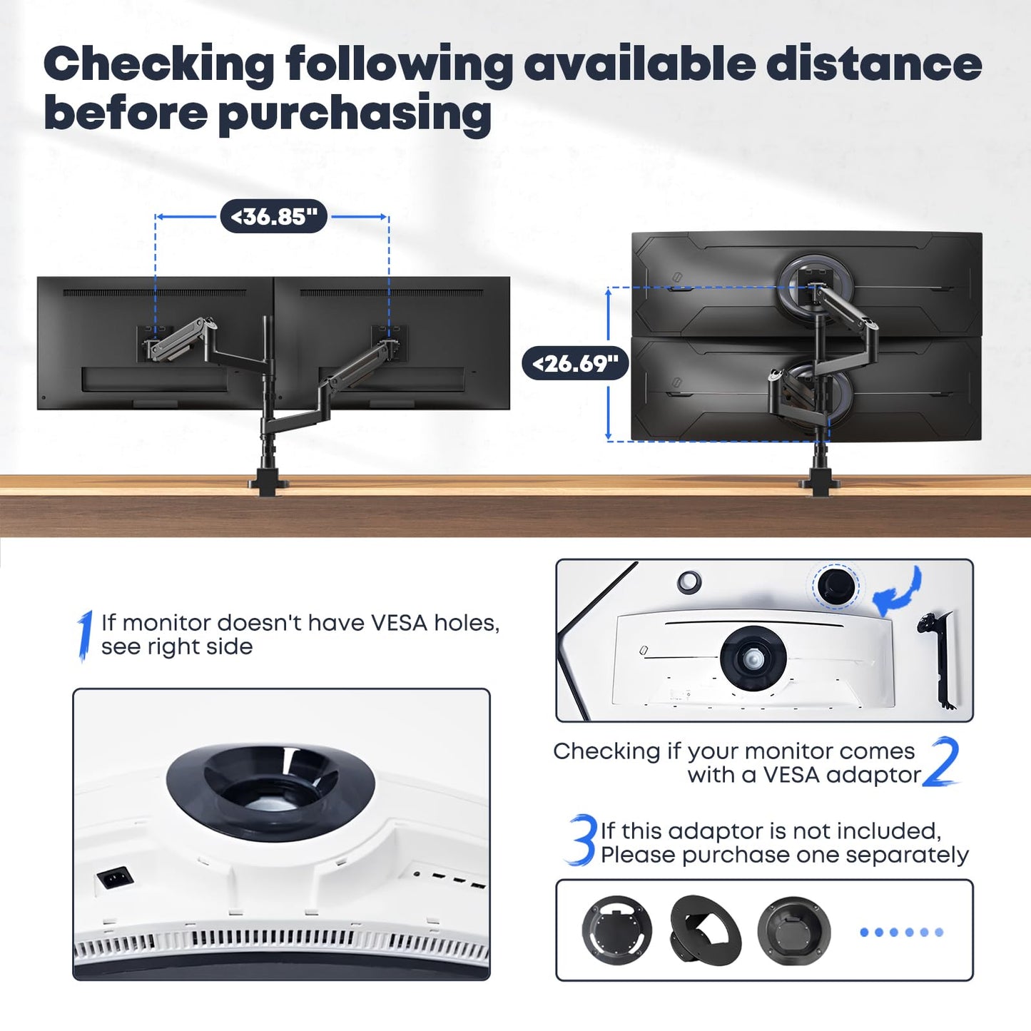 IMtKotW Premium Aluminium Dual Monitor Stand for 17-49 Inch Screens up to DEMO