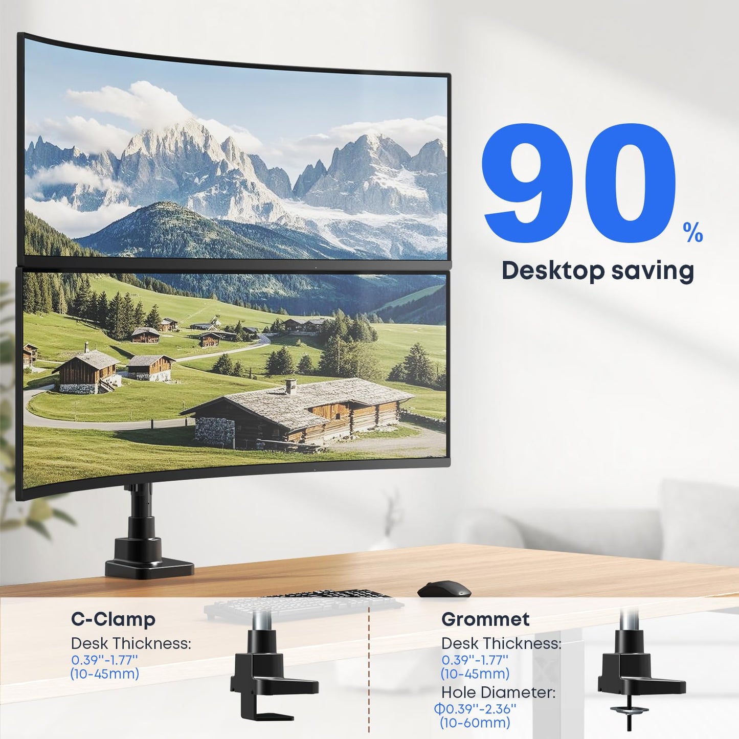IMtKotW Premium Aluminium Dual Monitor Stand for 17-49 Inch Screens up to DEMO