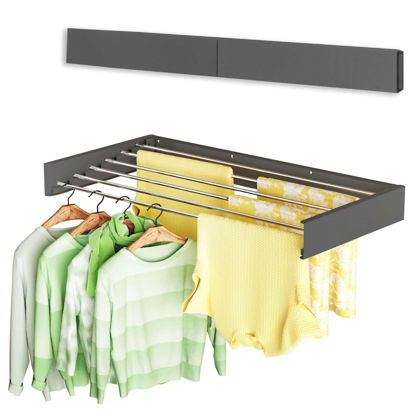 Vikaqi Wall-Mounted Clothes Drying Rack Foldable Stainless Steel 100CM Wide NEW