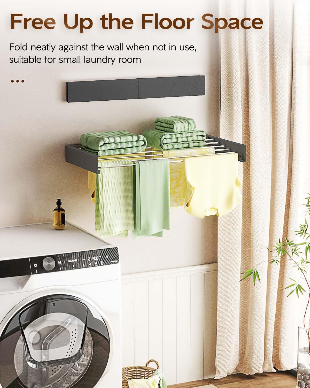 Vikaqi Wall-Mounted Clothes Drying Rack Foldable Stainless Steel 100CM Wide NEW