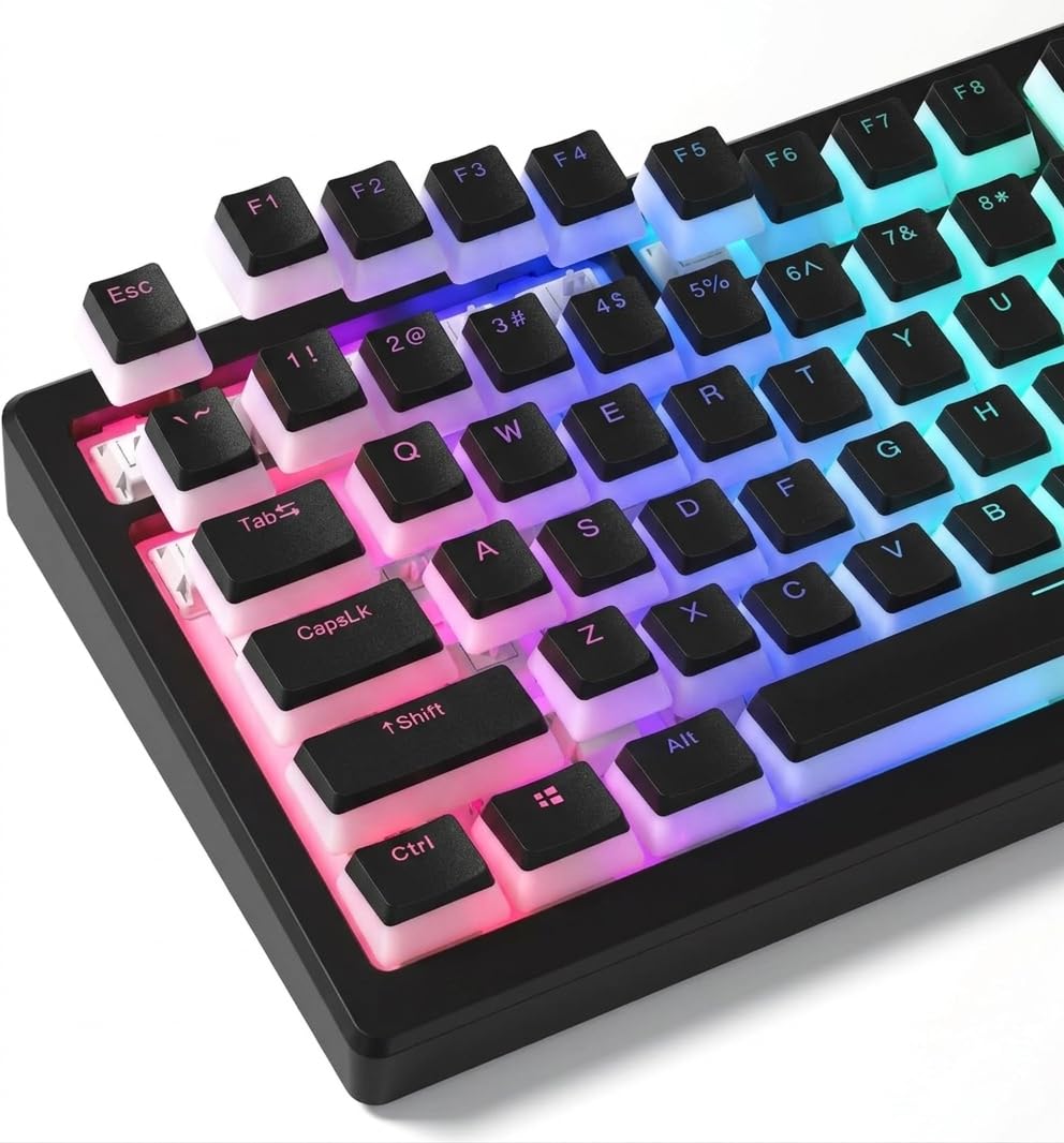 DANYAM Black PBT Shine Through Keycaps 130 Key Set OEM Profile for DEMO