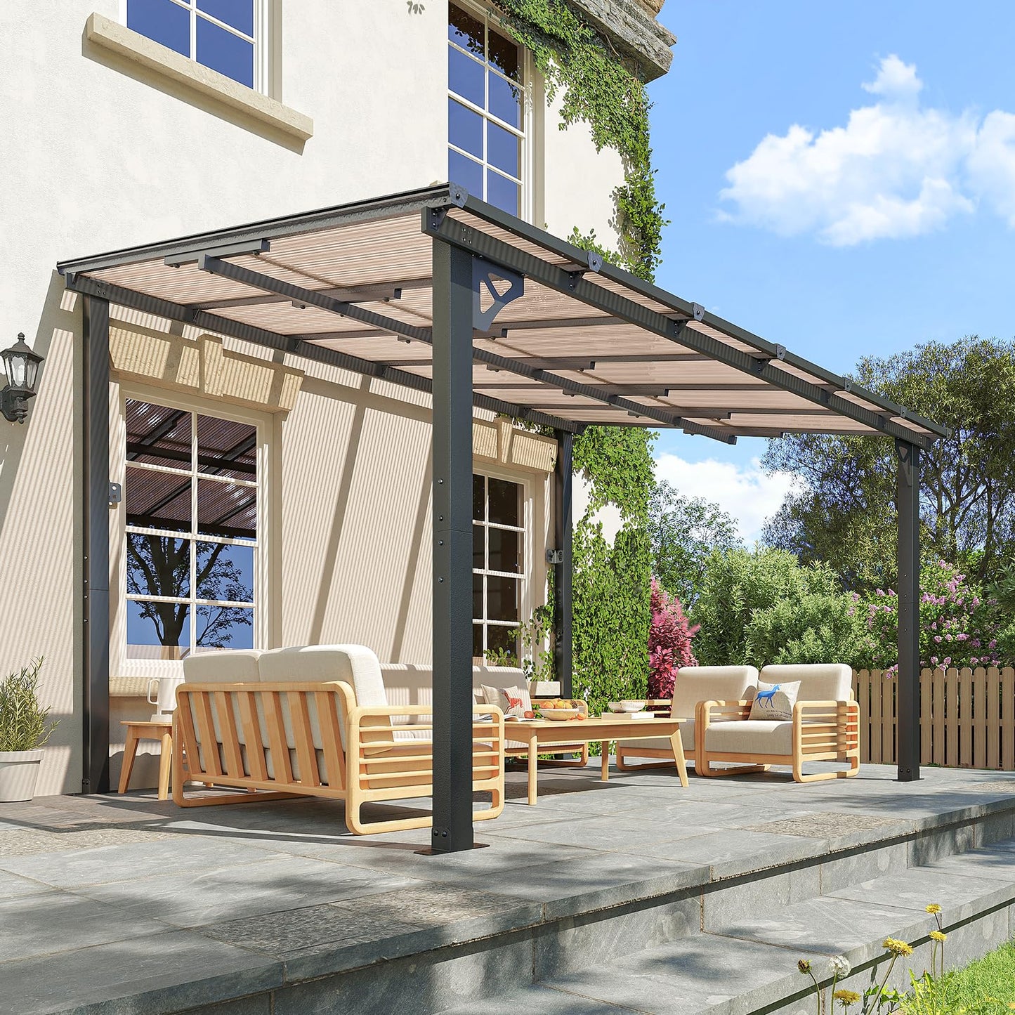 Breezestival 10x12FT Lean-to Gazebo Hardtop Metal Pergola Polycarbonate DEMO