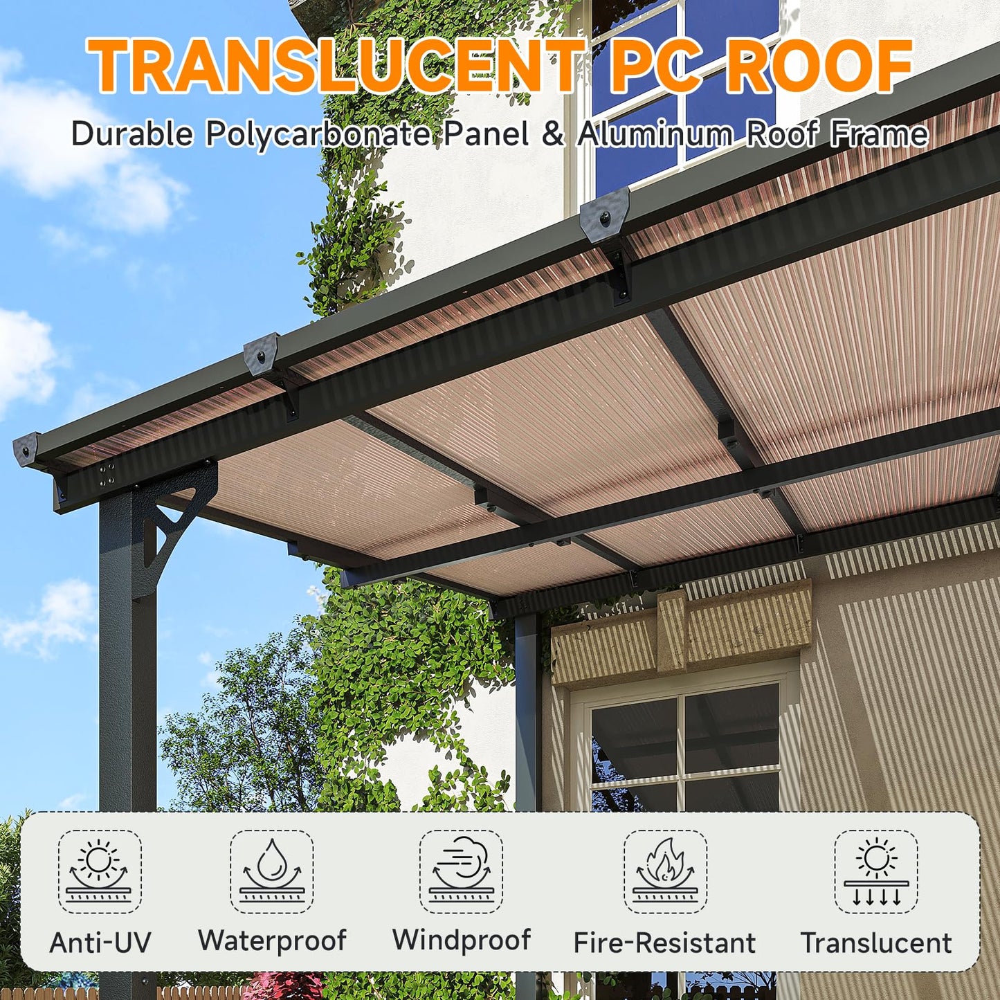 Breezestival 10x12FT Lean-to Gazebo Hardtop Metal Pergola Polycarbonate DEMO