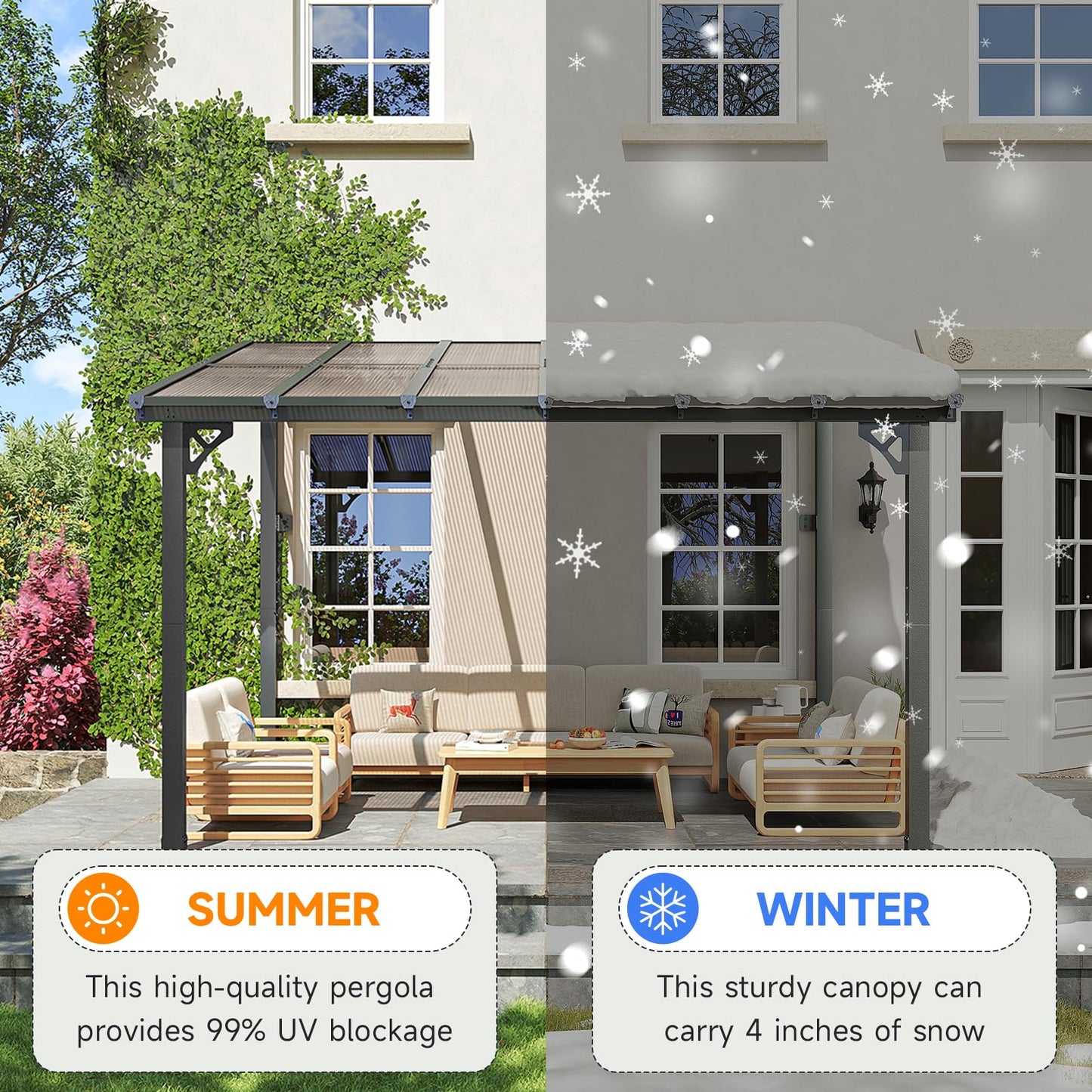 Breezestival 10x12FT Lean-to Gazebo Hardtop Metal Pergola Polycarbonate DEMO