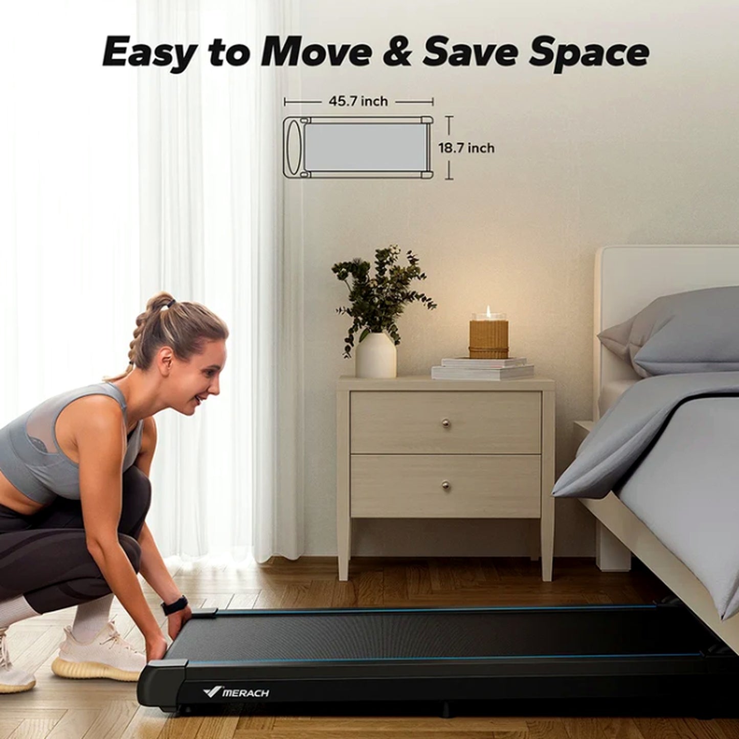 Merach Treadmill Treadmills Under Desk Walking Pad for Home Office, Alloy DEMO