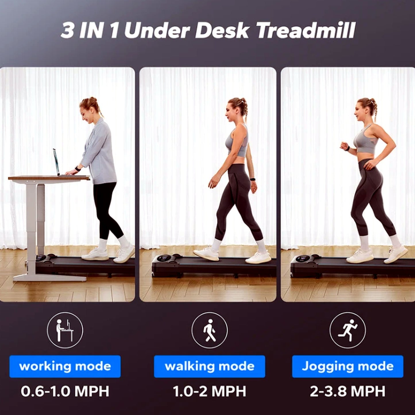 Merach Treadmill Treadmills Under Desk Walking Pad for Home Office, Alloy DEMO