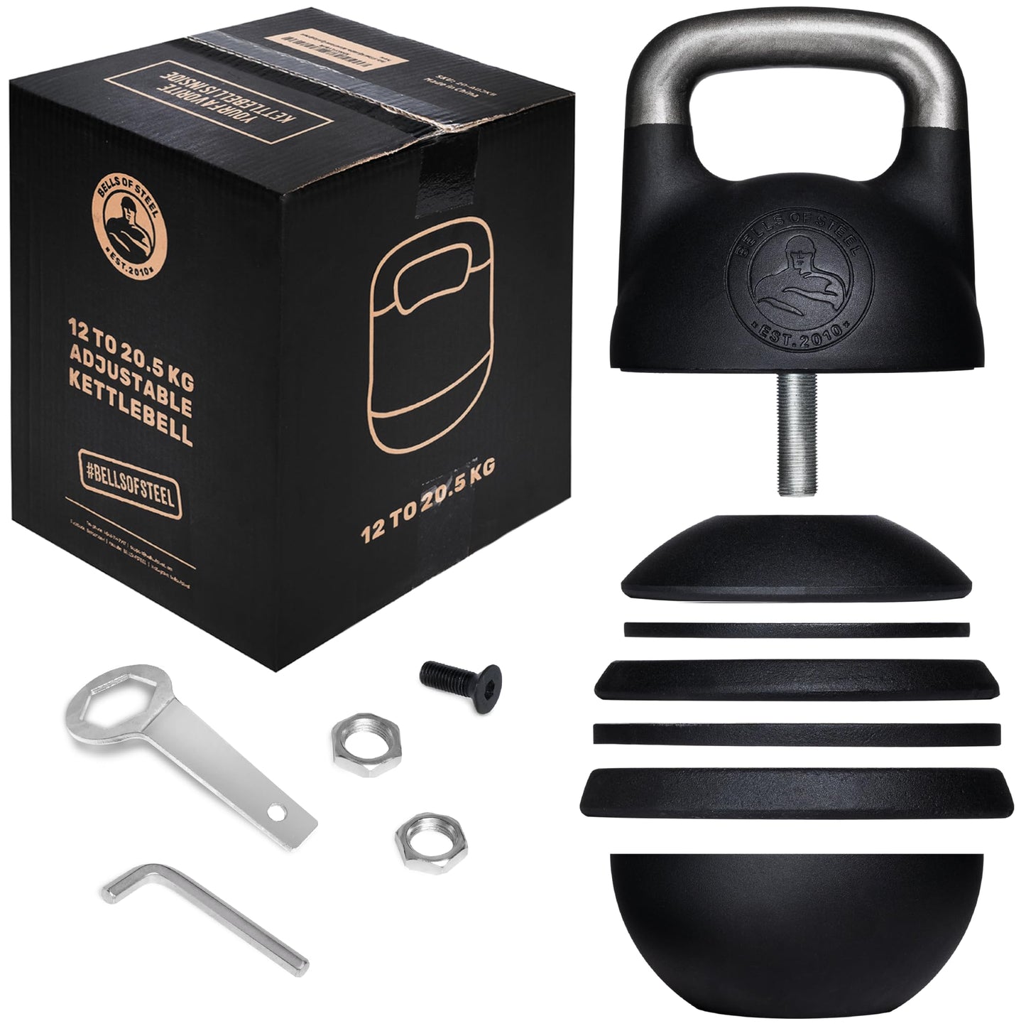 Bells of Kettlebells Steel Adjustable Kettlebell Set 12 to 20.5kg Workout DEMO