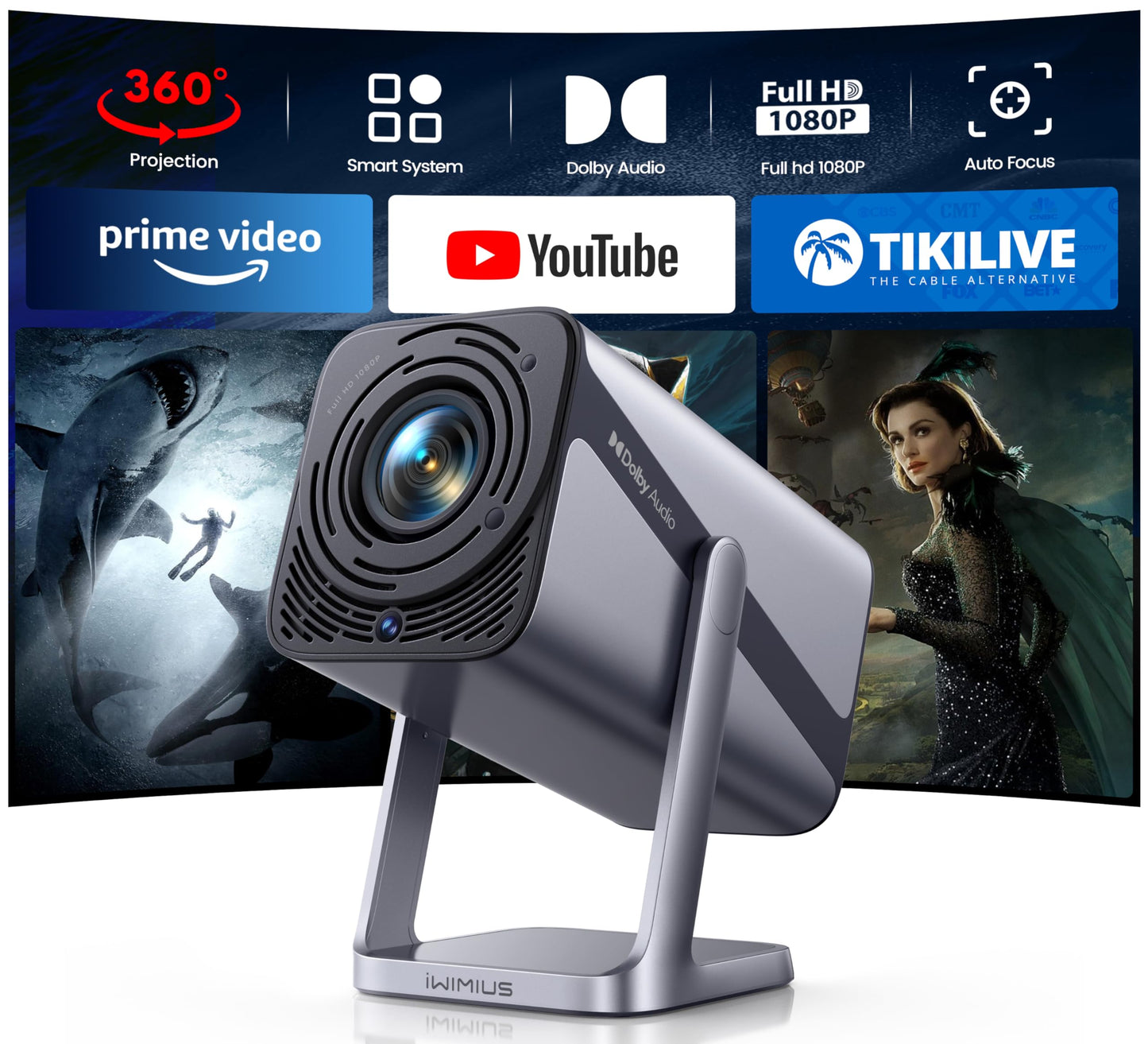 iWIMIUS 1080P Projectors Bluetooth WiFi Video Projector Full HD Auto DEMO