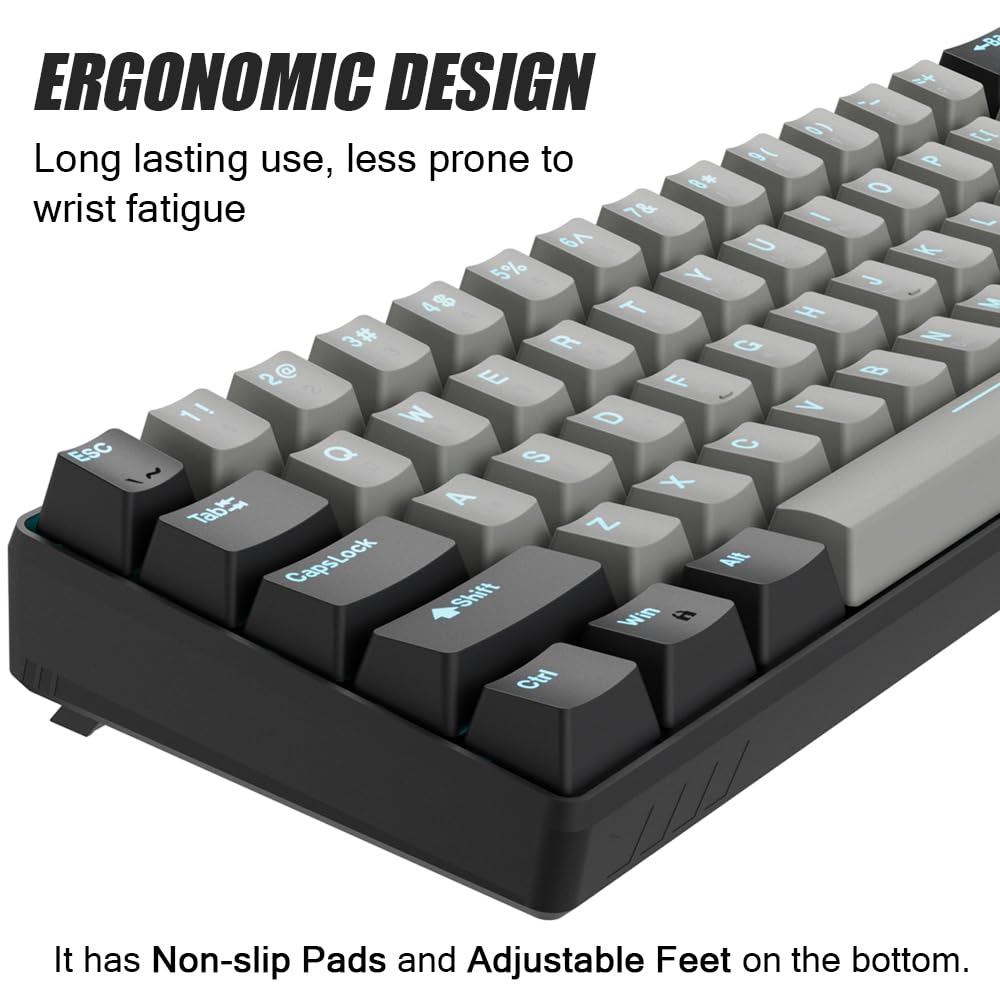 abucow 60% Mechanical Gaming Keyboard, Gray-Black Wired Compact Keyboard DEMO