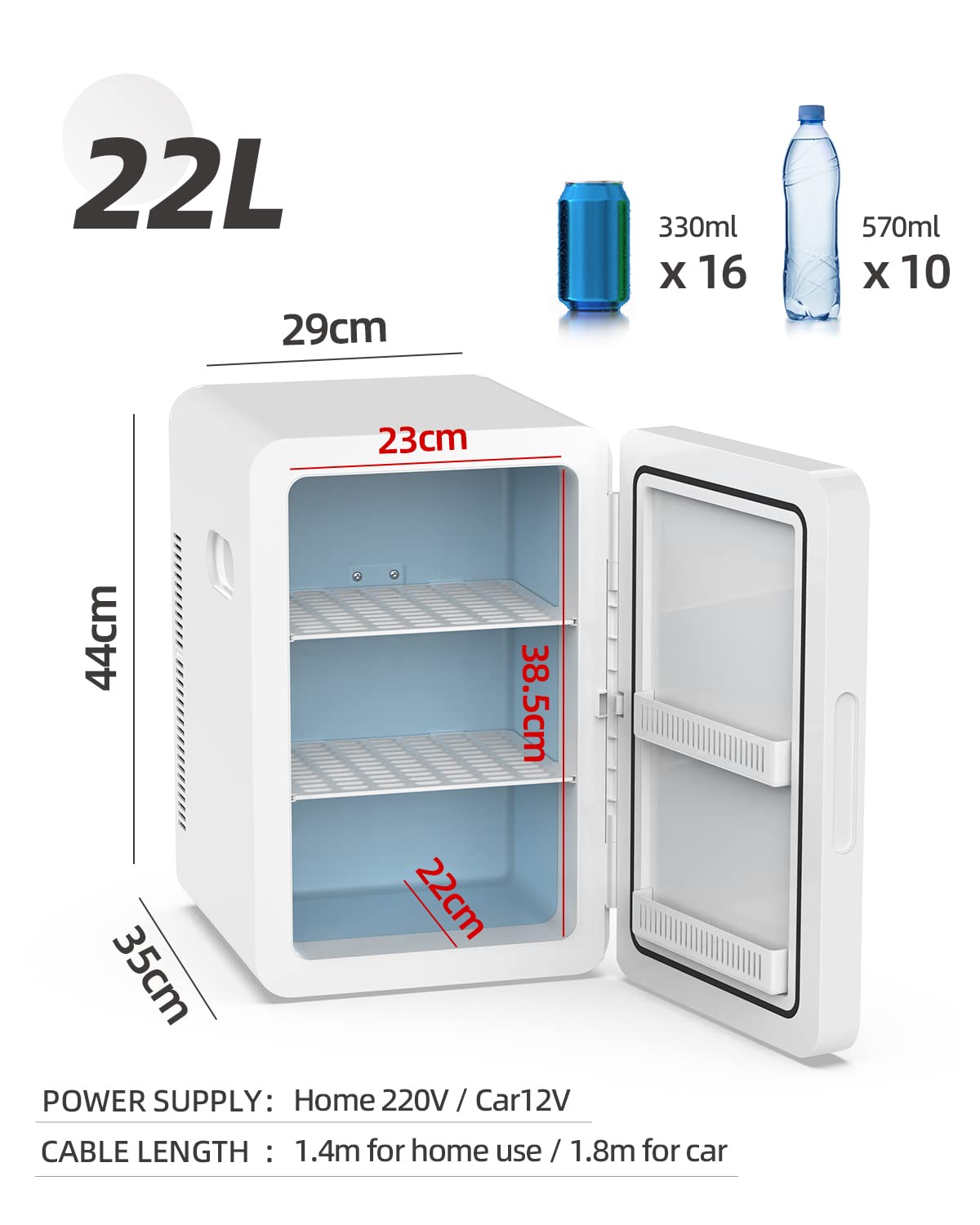 YOPOWER 22L Refrigerators Portable Compact Personal Fridge Cooler for DEMO