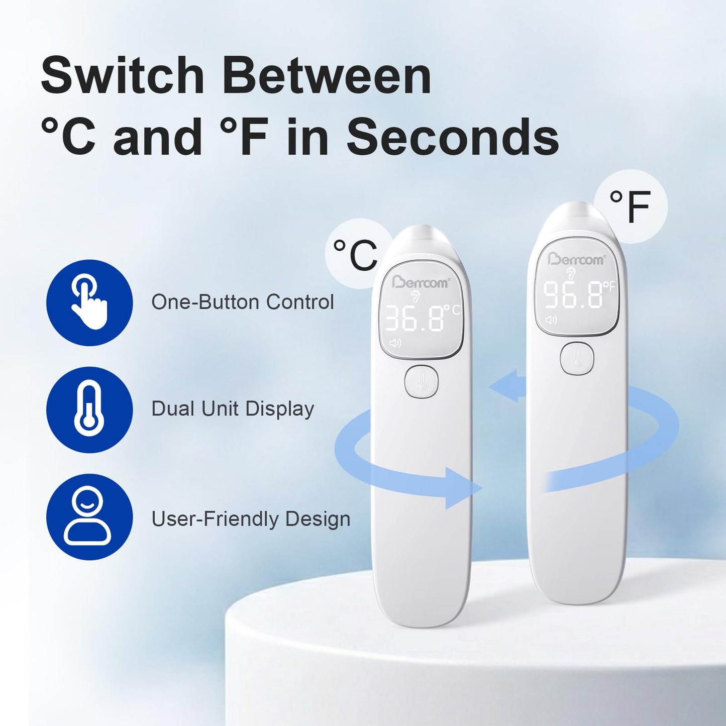 Berrcom Digital Thermometers Thermometer for Forehead and Ear Baby Adult NEW