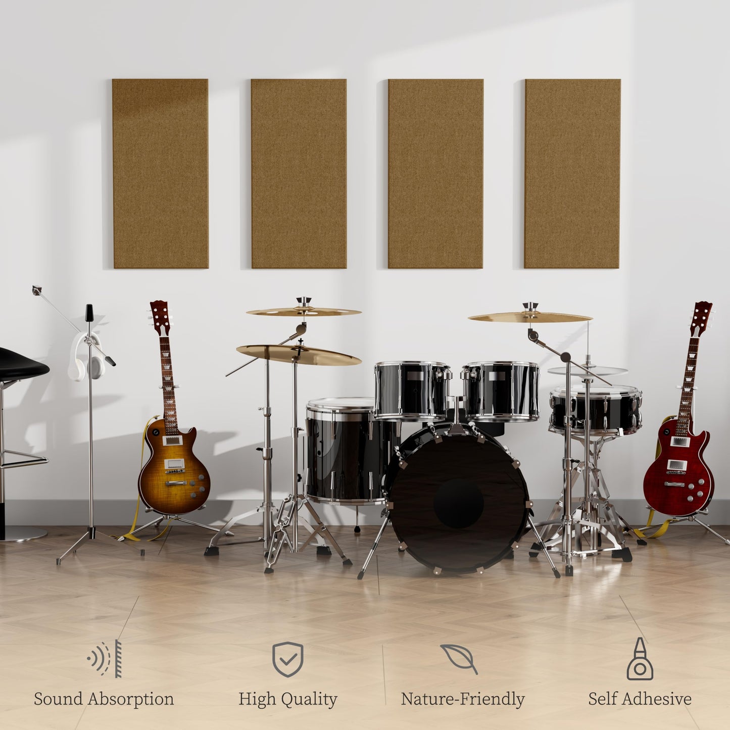 JaneTech Acoustic Panels 60x30x2.5cm Polyester Fiber Sound Absorbing Wall NEW