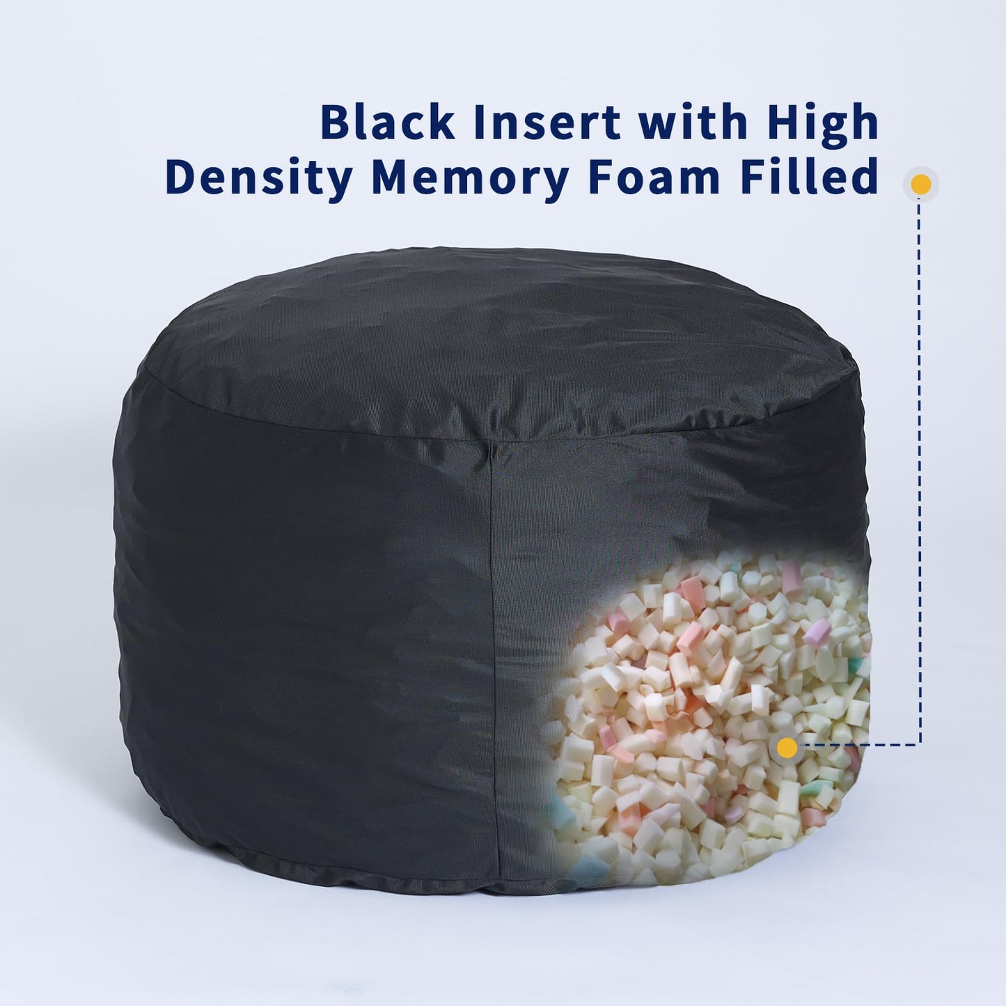 MinComfyWo 3FT Bean Bag Chair Memory Foam Filled Black Insert Stuffed NEW