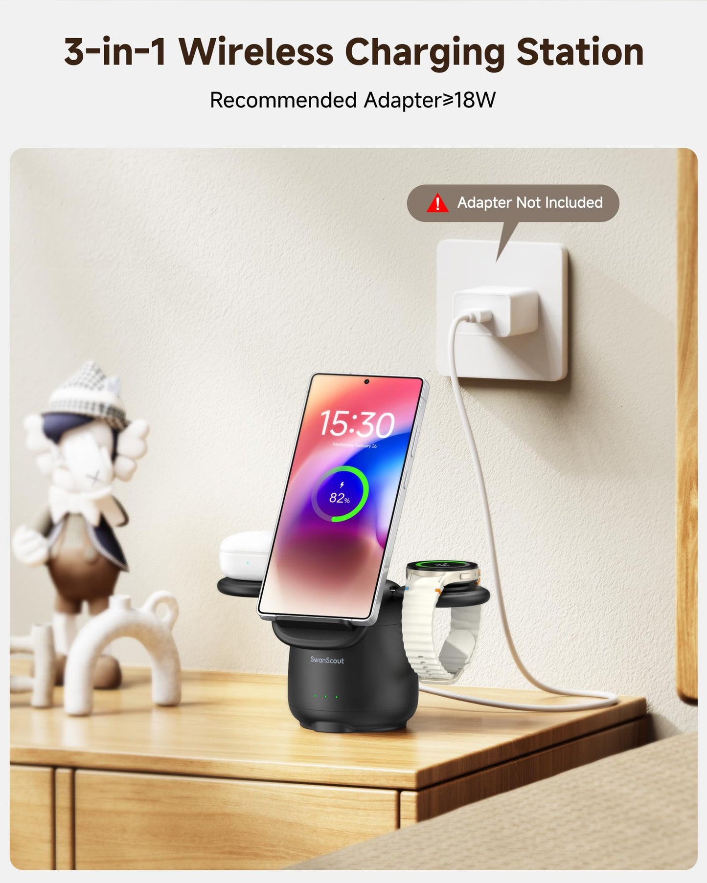 SwanScout 3-in-1 Induction Chargers Wireless Charging Station for Samsung DEMO