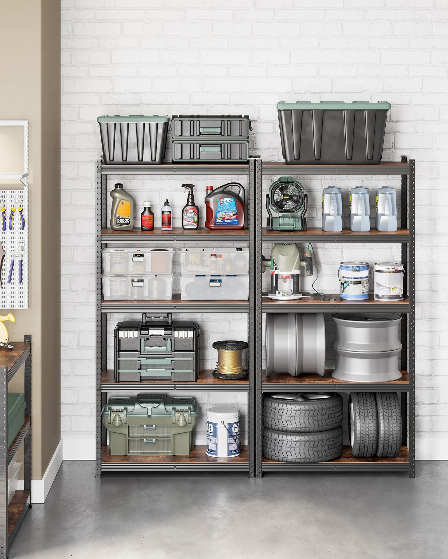 SONGMICS 5-Tier Garage Shelving Storage Unit 40 x 90 180 cm Rustic Brown DEMO