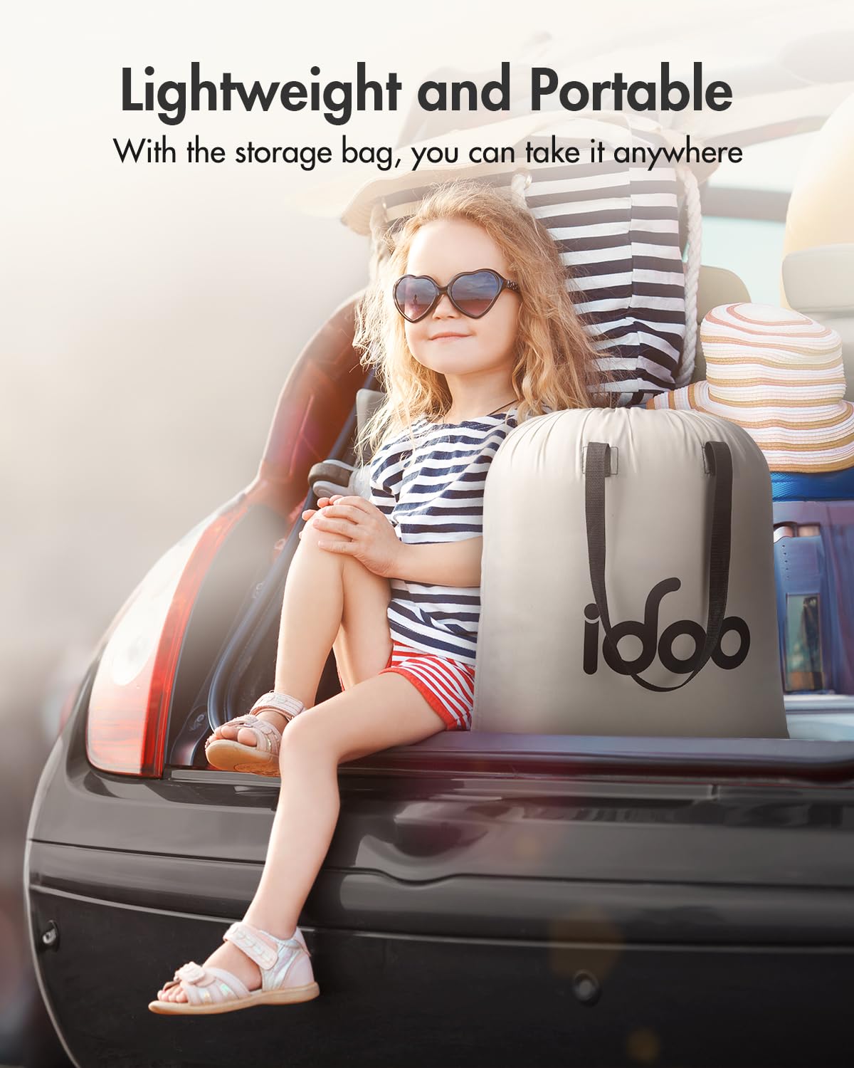 iDOO Queen Size Air Mattress with Built-in Pump Inflates in 3 Minutes Grey DEMO