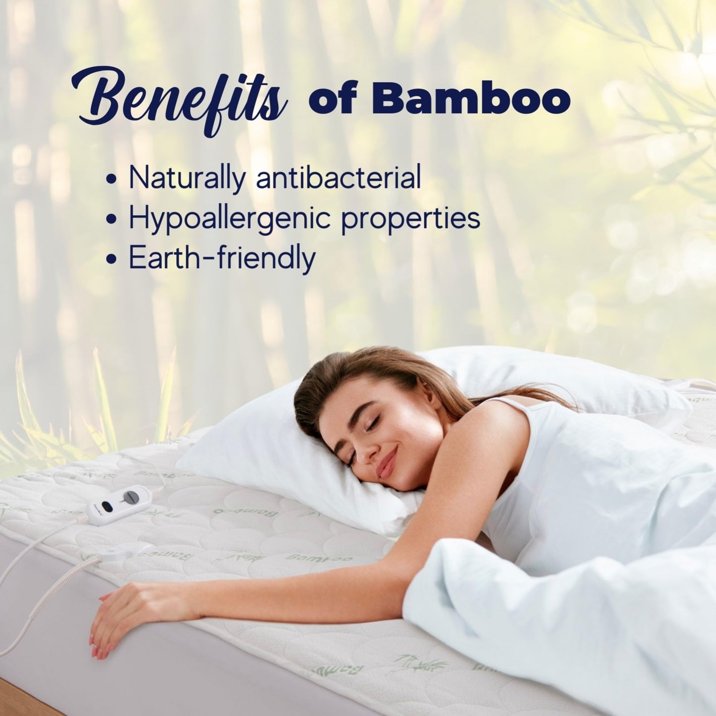 Dreamaker Bamboo Quilted Electric Blanket Queen Size 240GSM Soft White DEMO