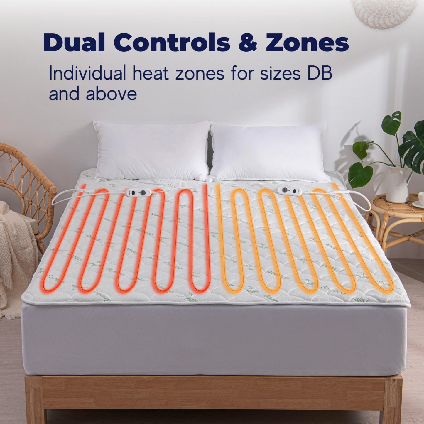 Dreamaker Bamboo Quilted Electric Blanket Queen Size 240GSM Soft White DEMO