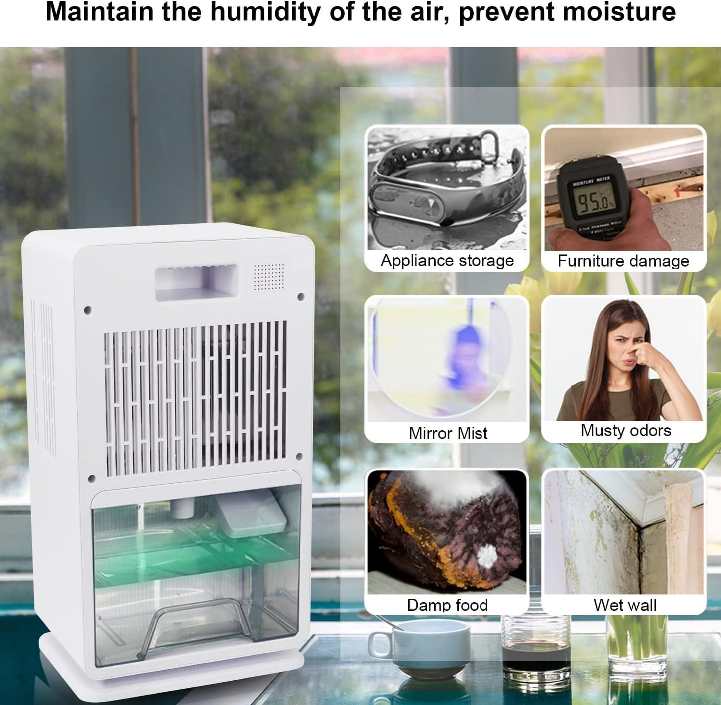 Lexenic 3000ml Large White Dehumidifier for Bedroom, Home & Office Use DEMO