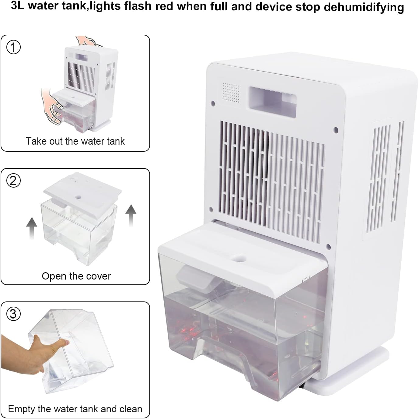 Lexenic 3000ml Large White Dehumidifier for Bedroom, Home & Office Use DEMO