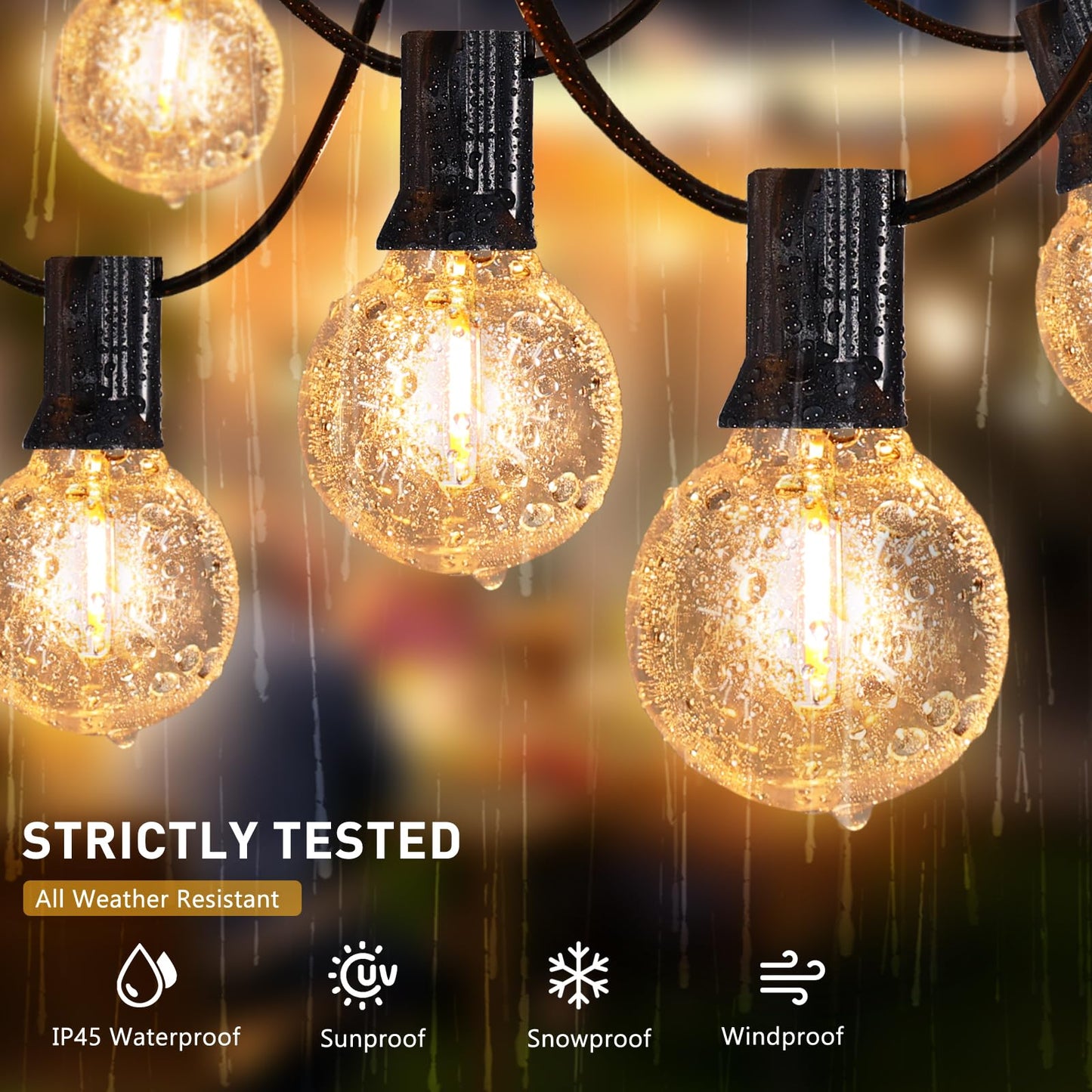 Roshin 31M 50+2 Bulb Waterproof G40 Fairy Lights Warm Light Indoor-Outdoor DEMO