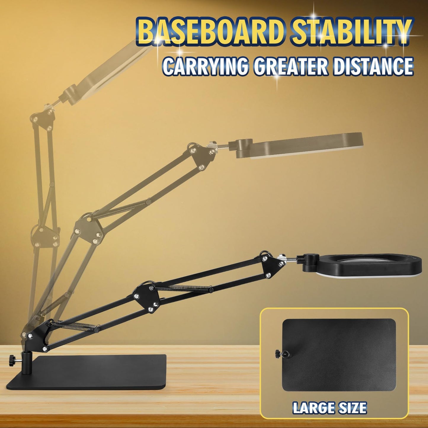 UVII 12X Square Magnifying Glass with 144 LED Lights and Adjustable Stand DEMO