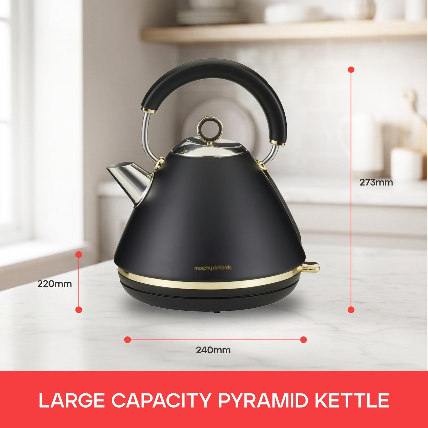 Morphy Richards Ascend 1.5L Satin Black Electric Kettle, 2200W High-Power DEMO