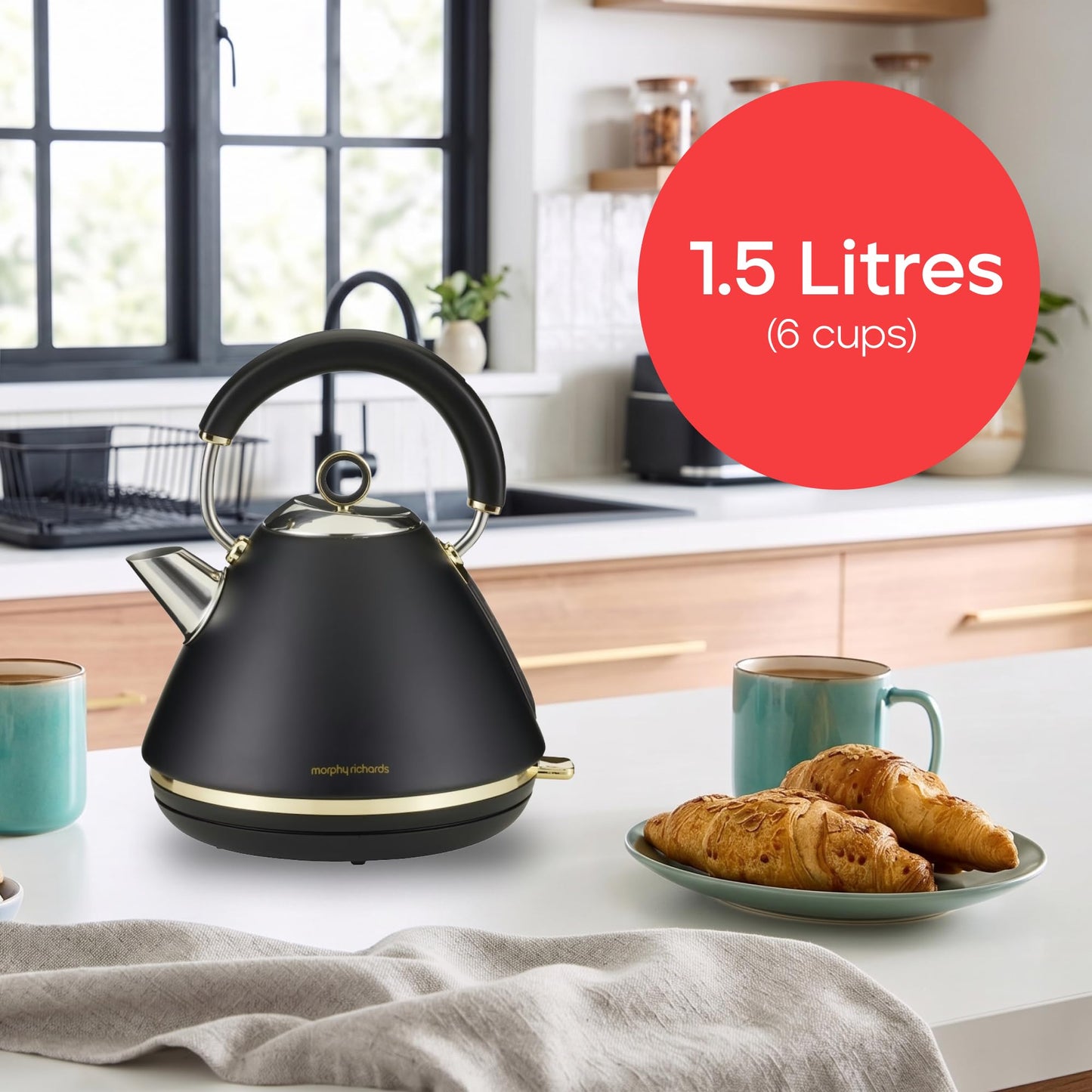 Morphy Richards Ascend 1.5L Satin Black Electric Kettle, 2200W High-Power DEMO