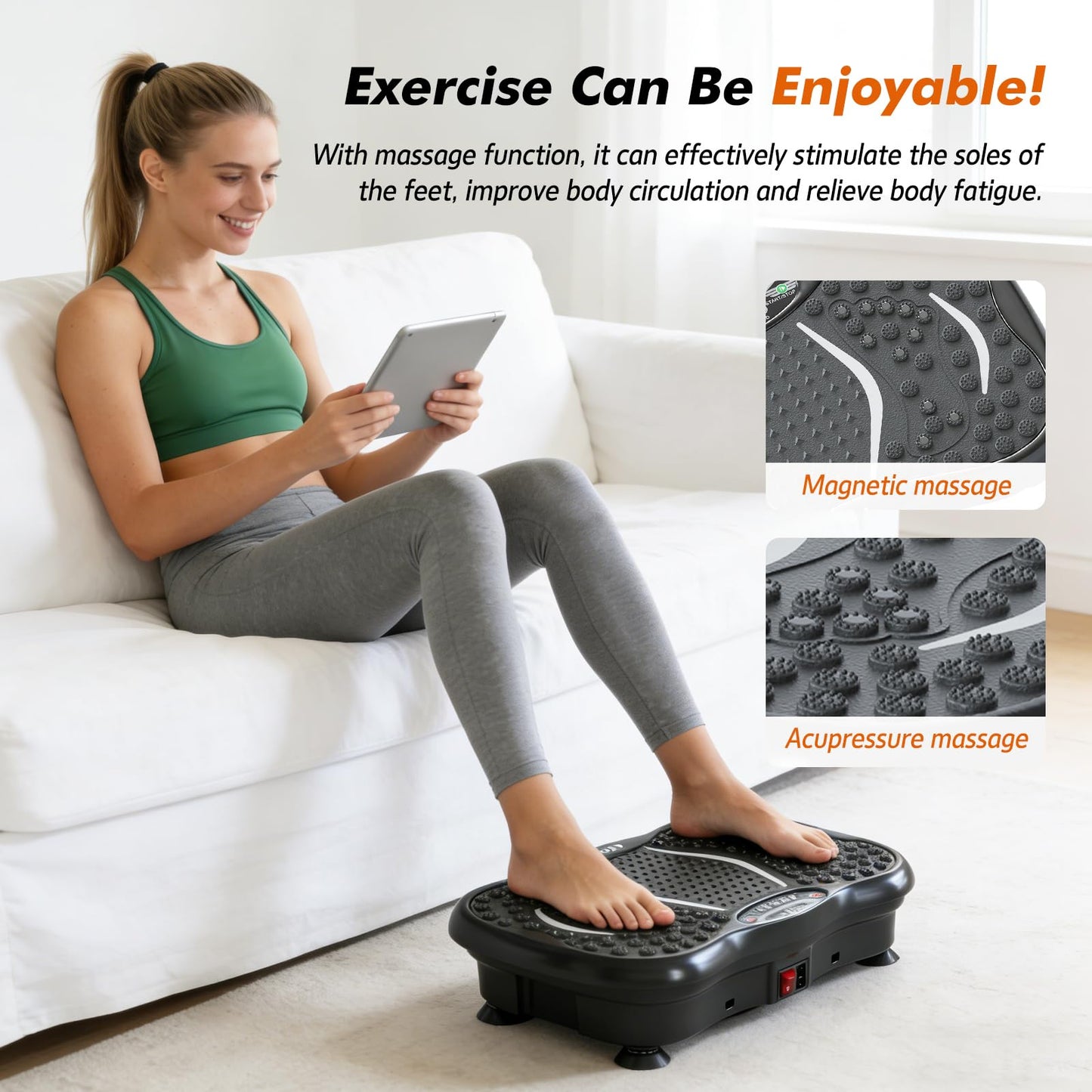 PORIYA Vibration Platform Machine with 99 Speed Levels & Remote Control DEMO