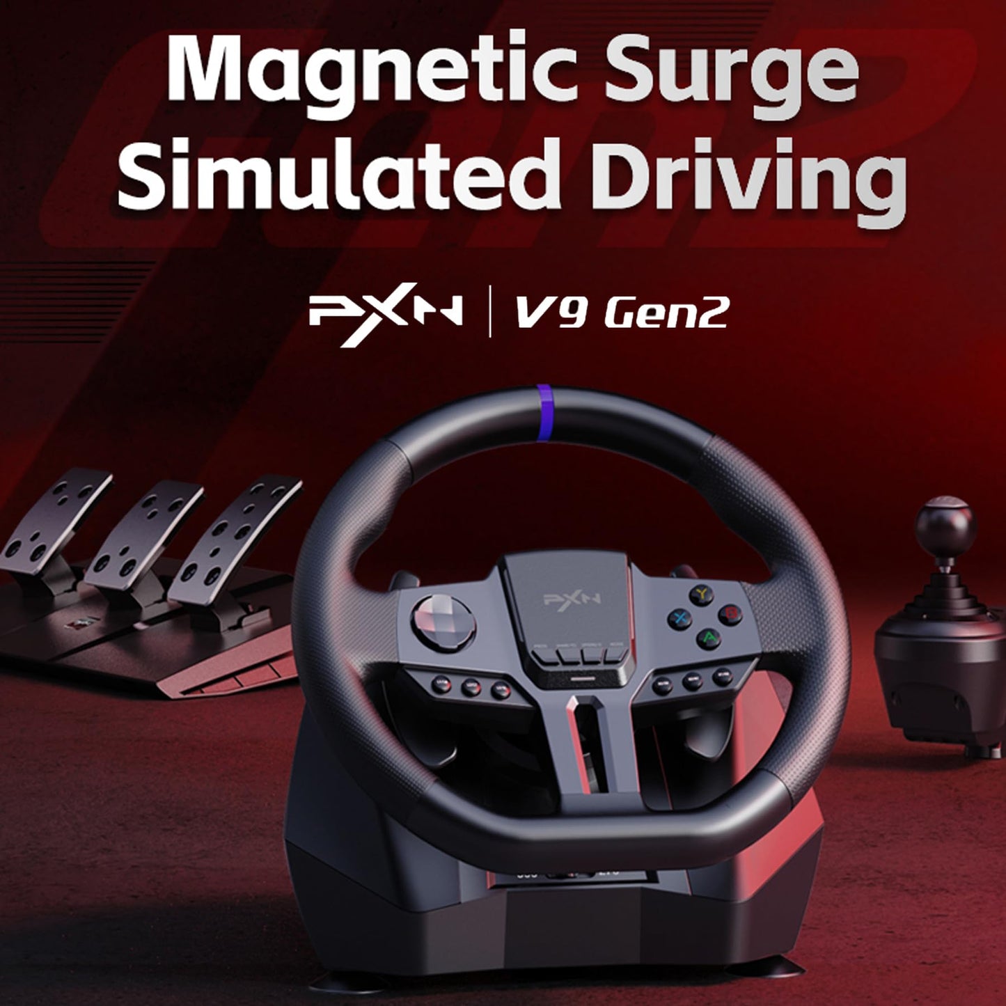 PXN V9 Controllers Gen2 PC Racing Wheel with Pedals and Shifter, 270/900 DEMO