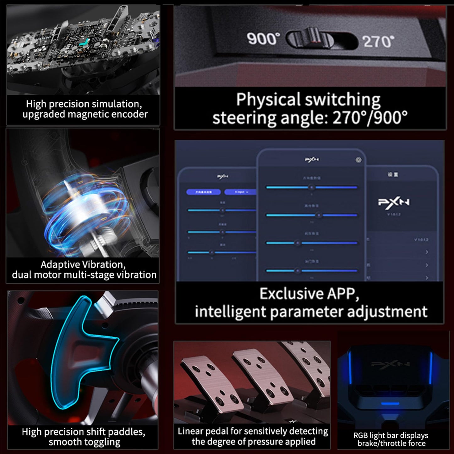 PXN V9 Controllers Gen2 PC Racing Wheel with Pedals and Shifter, 270/900 DEMO