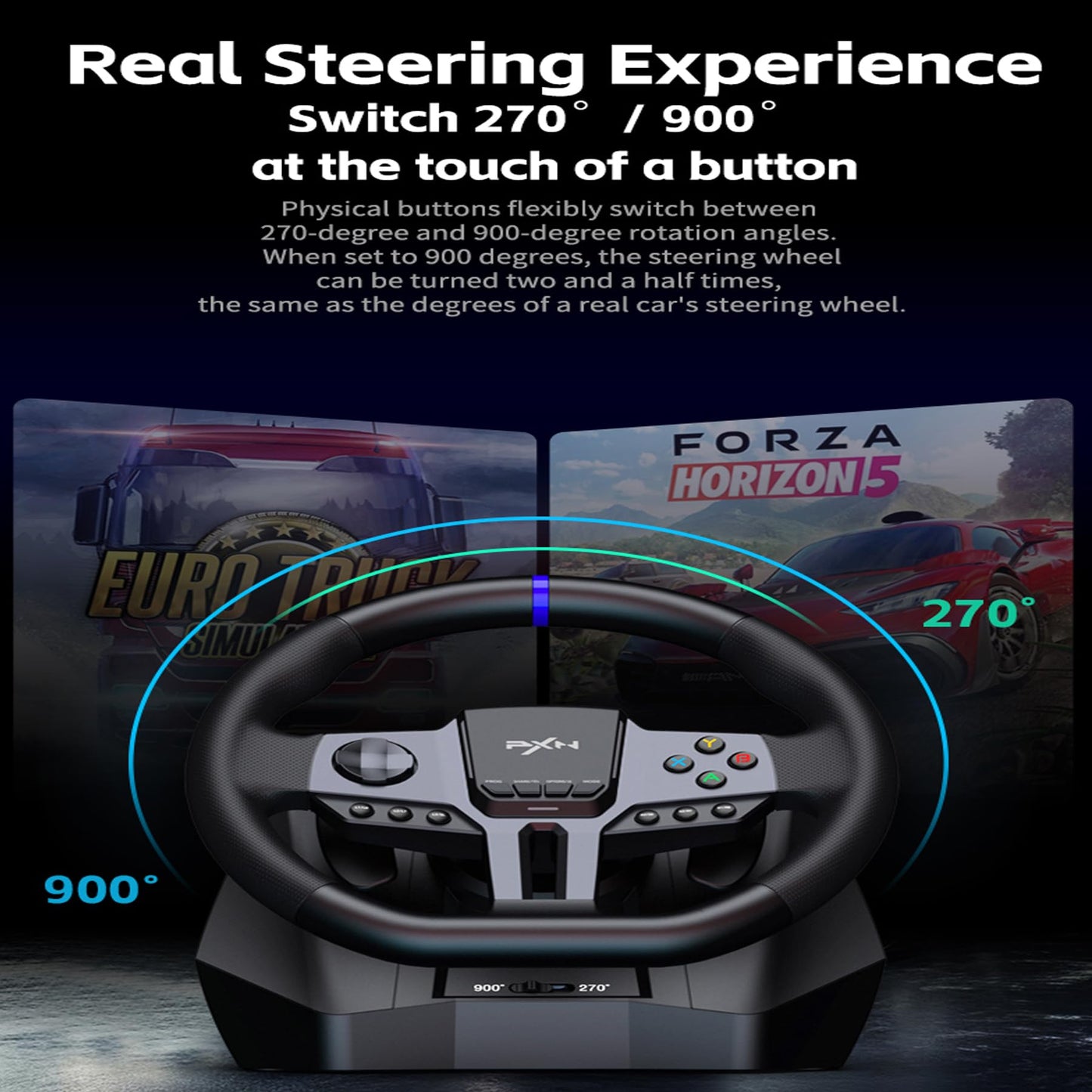 PXN V9 Controllers Gen2 PC Racing Wheel with Pedals and Shifter, 270/900 DEMO