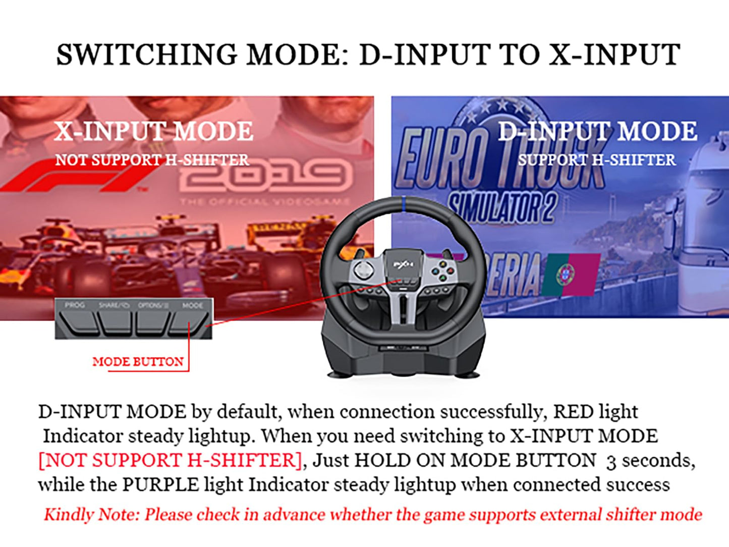 PXN V9 Controllers Gen2 PC Racing Wheel with Pedals and Shifter, 270/900 DEMO