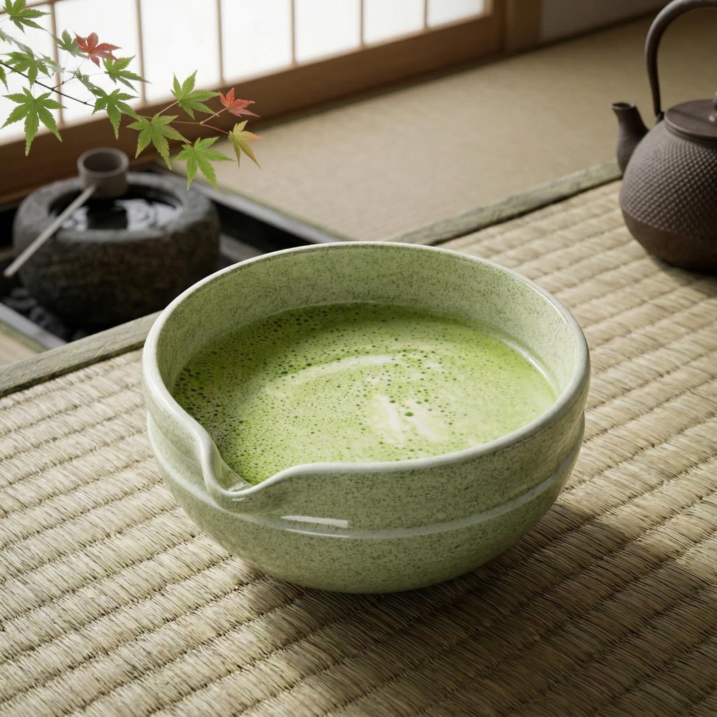 Anvgok Bamboo Matcha Whisk Set with Bowl, Green, Medium Size, Eco-Friendly NEW