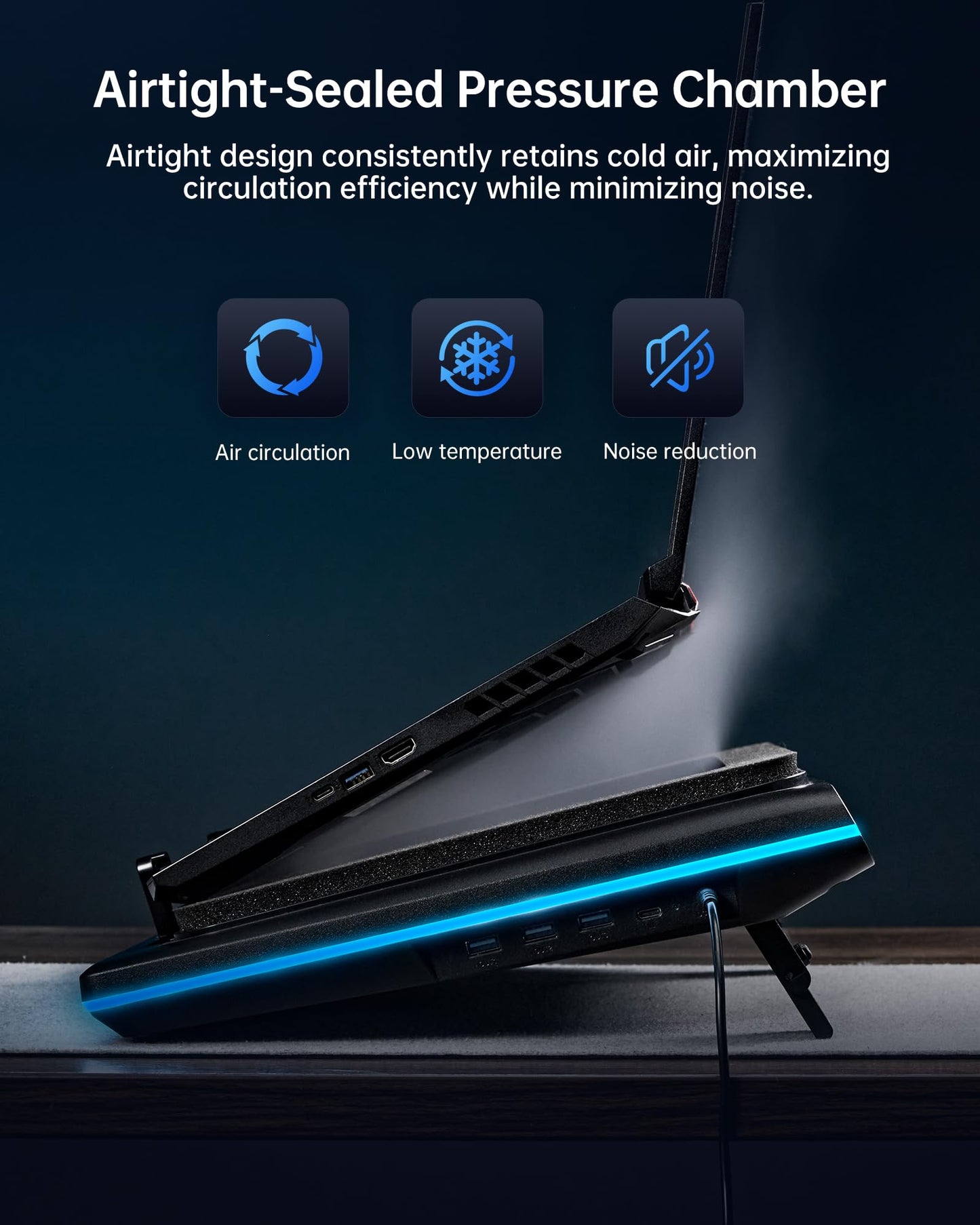 llano Laptop Cooling Pad with Smart Software Control RGB Gaming Accessories NEW