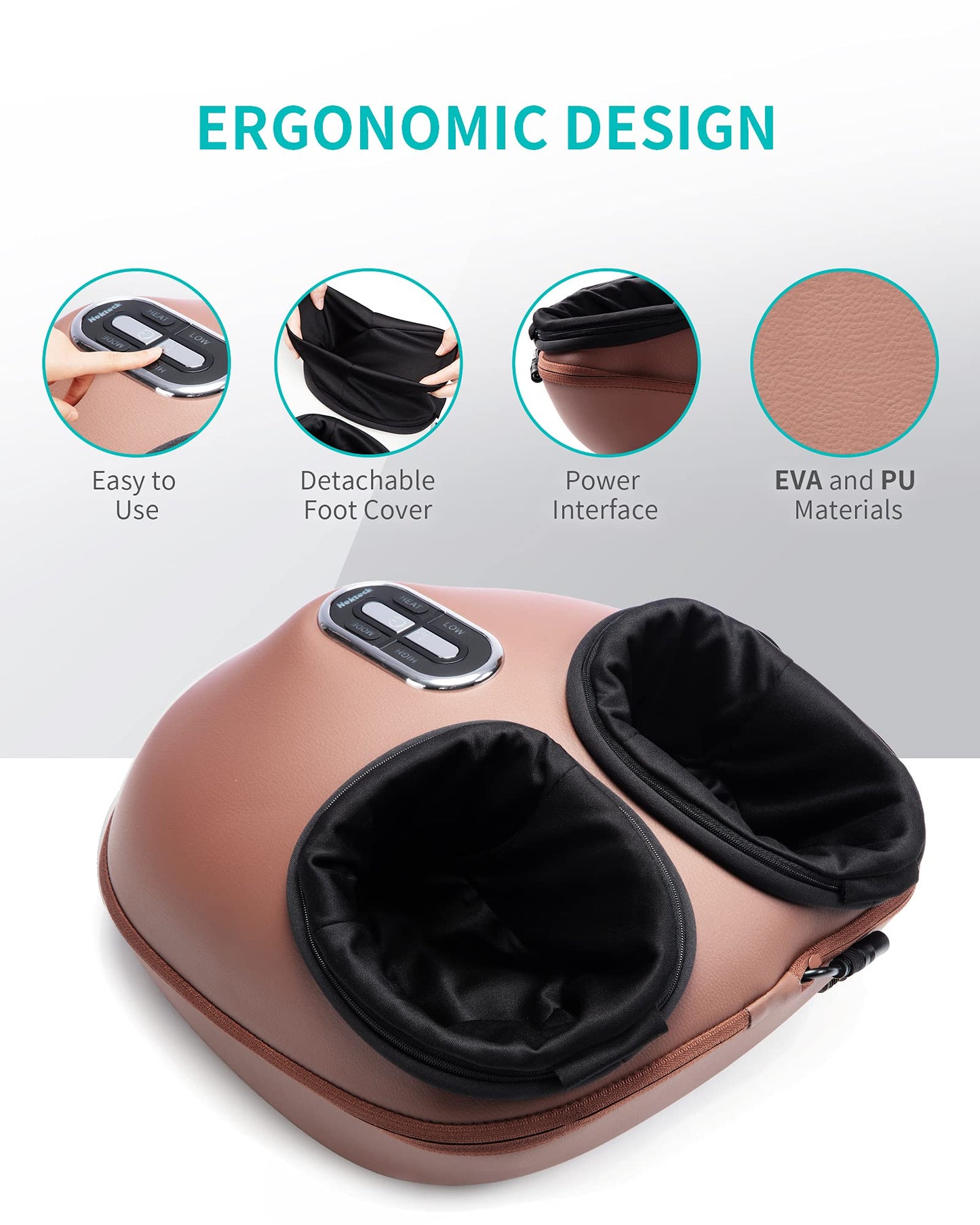 Nekteck Shiatsu Foot Massager with Heat, Electric Compression, Brown DEMO