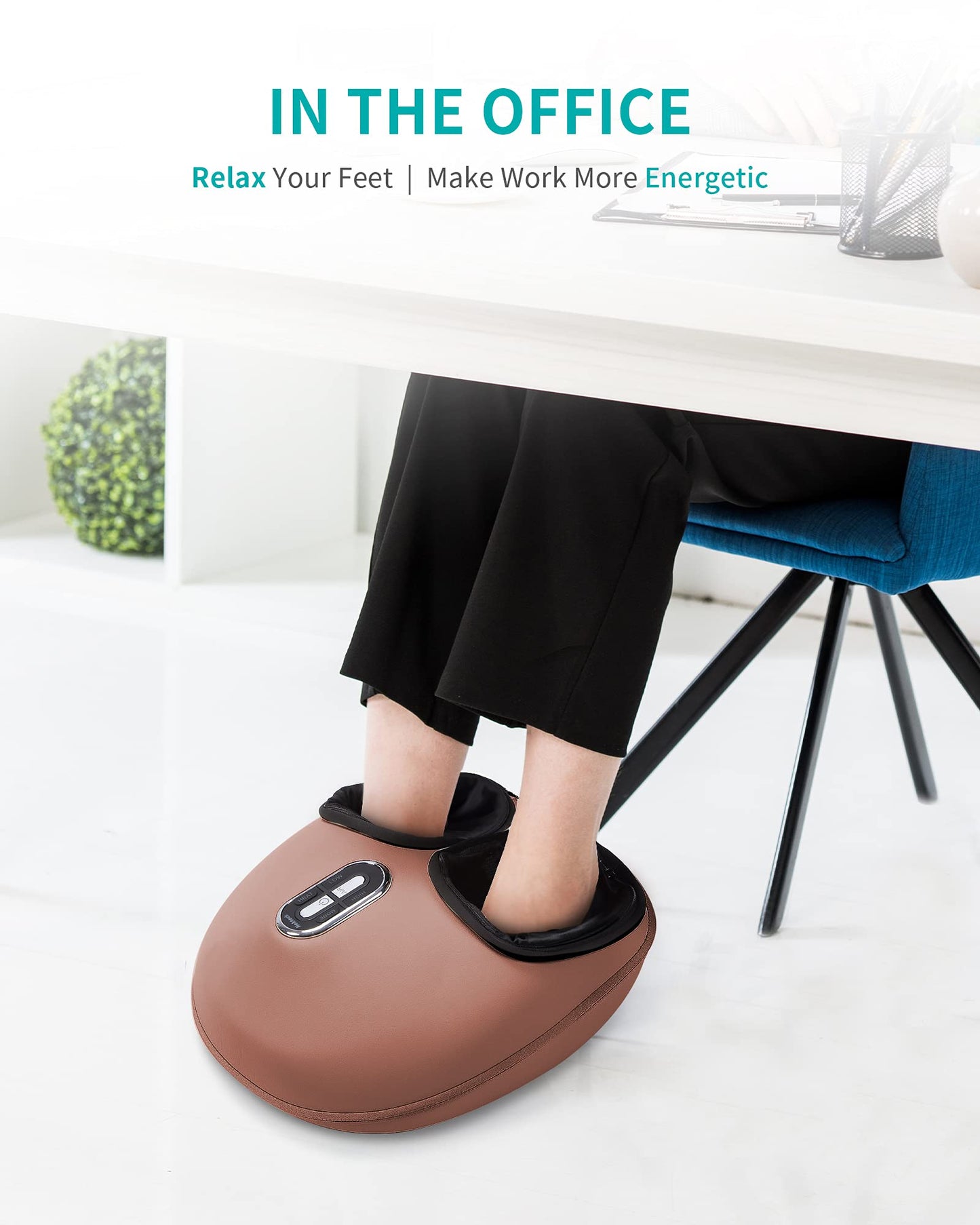 Nekteck Shiatsu Foot Massager with Heat, Electric Compression, Brown DEMO