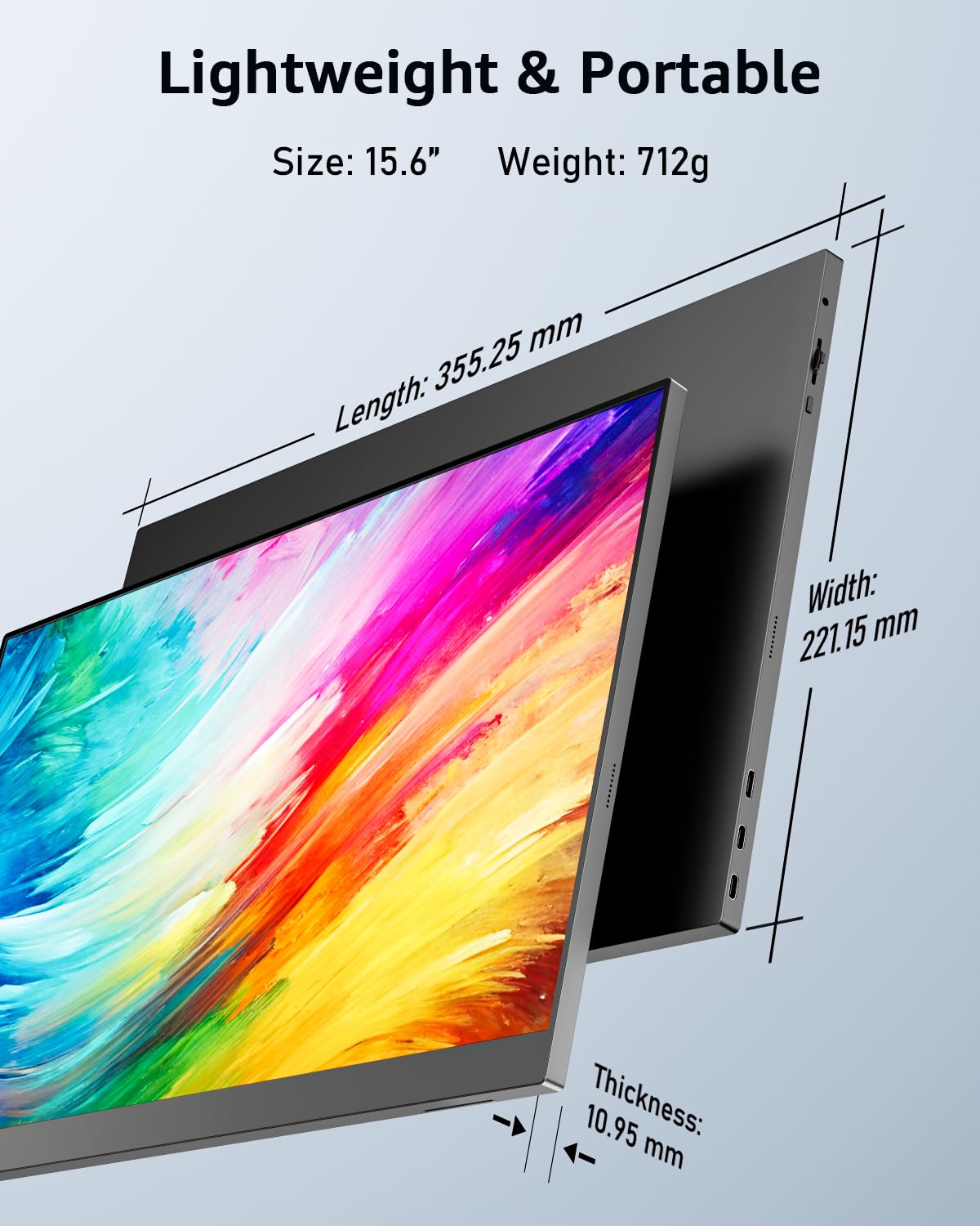 Yodoit 15.6 Monitors Inch Portable Monitor FHD 1920x1080P IPS External NEW