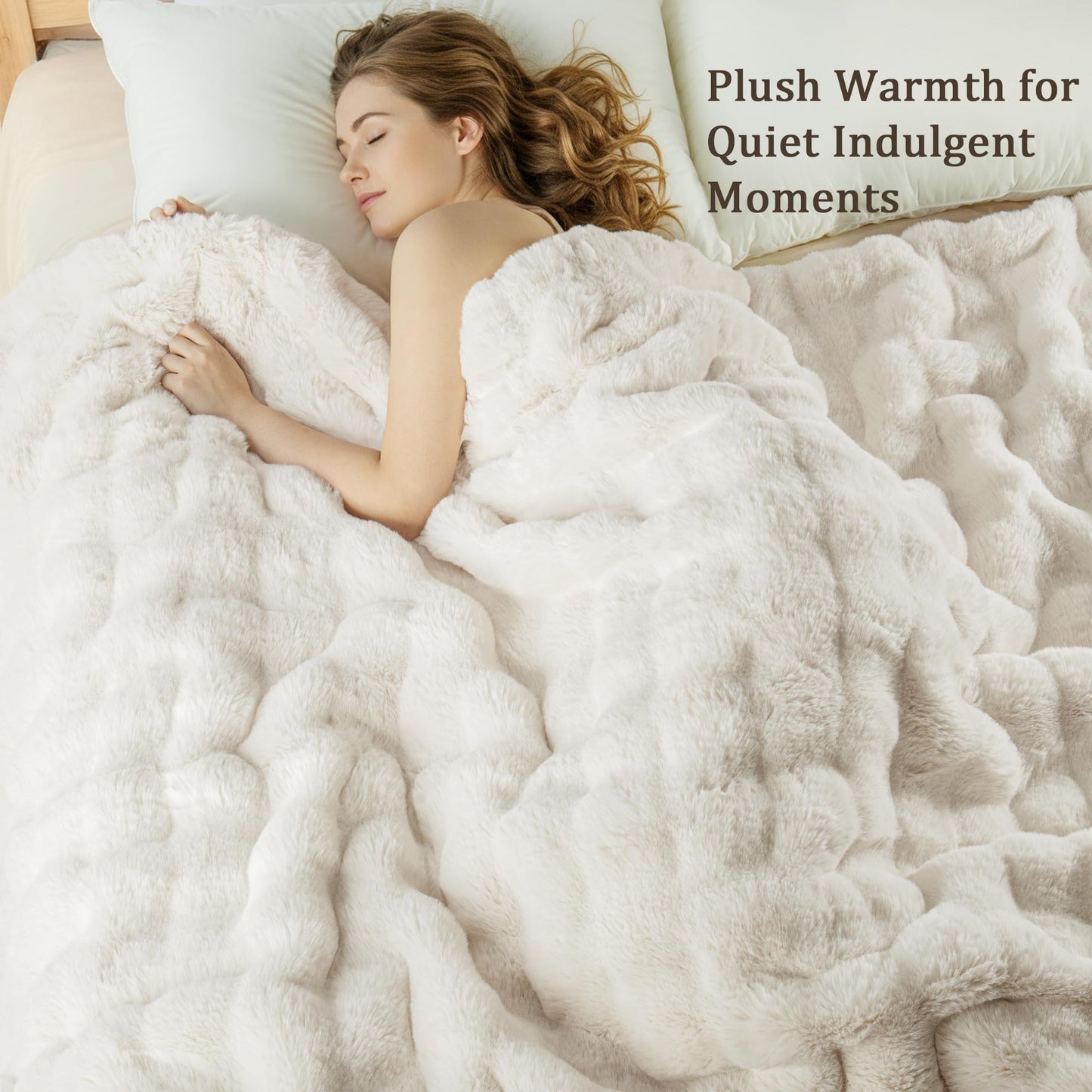 Exclusivo Mezcla Throws Luxury Faux Fur Sherpa Throw Blanket White 230x230cm NEW