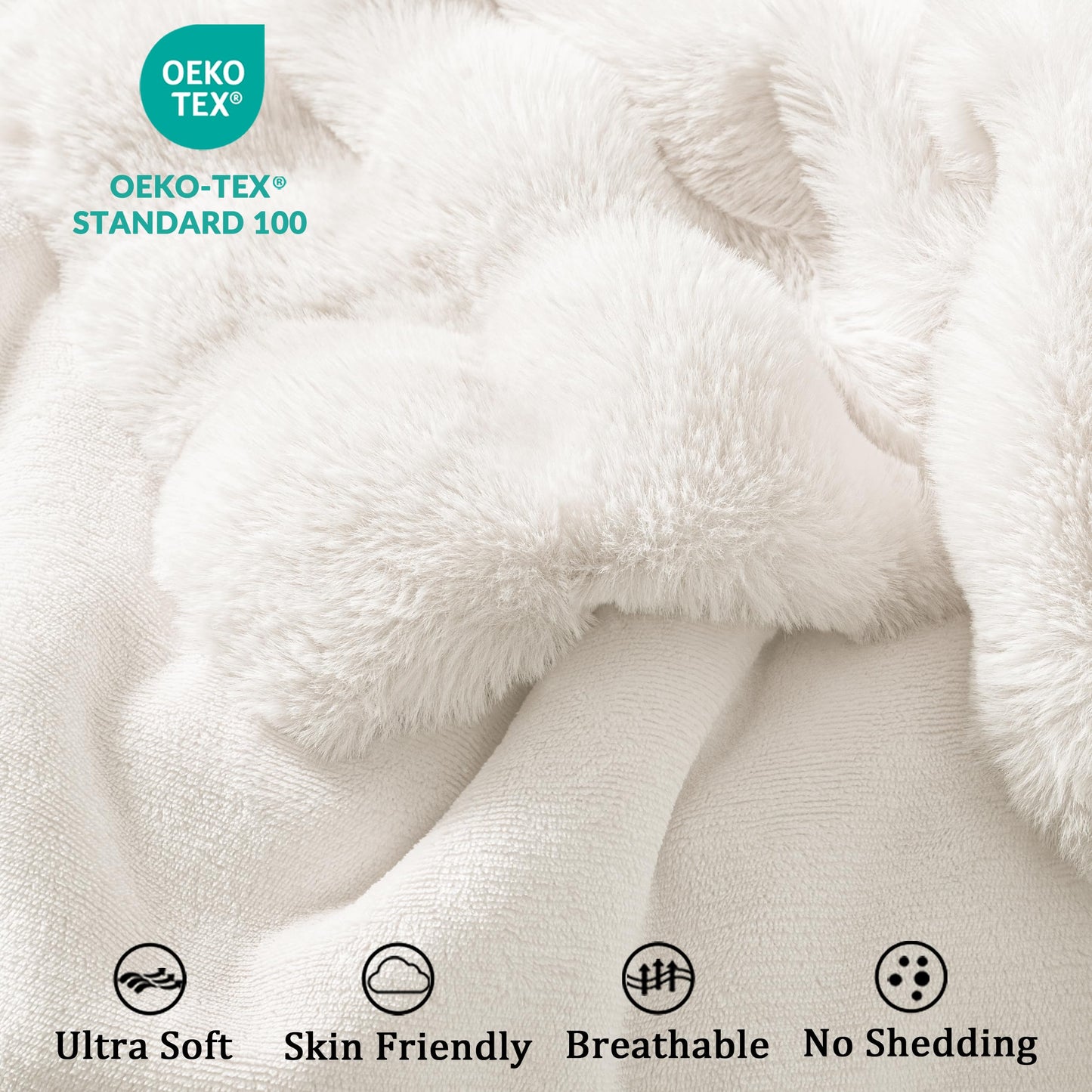Exclusivo Mezcla Throws Luxury Faux Fur Sherpa Throw Blanket White 230x230cm NEW