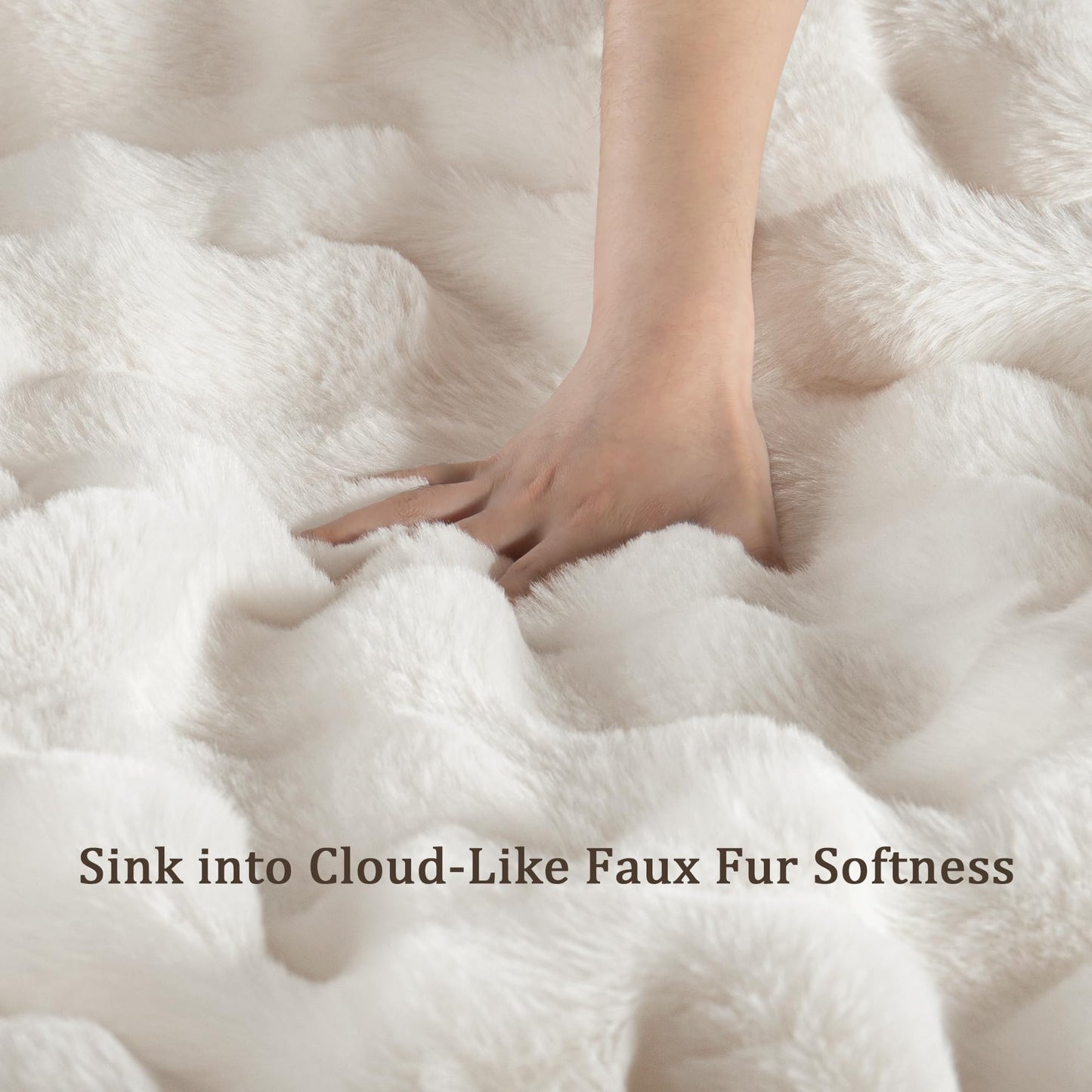 Exclusivo Mezcla Throws Luxury Faux Fur Sherpa Throw Blanket White 230x230cm NEW