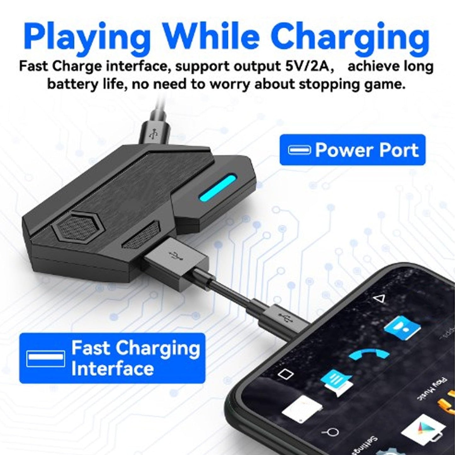 VELATEMOR 4-in-1 Mobile Gaming Keyboard Mouse Converter with Power Adapter NEW