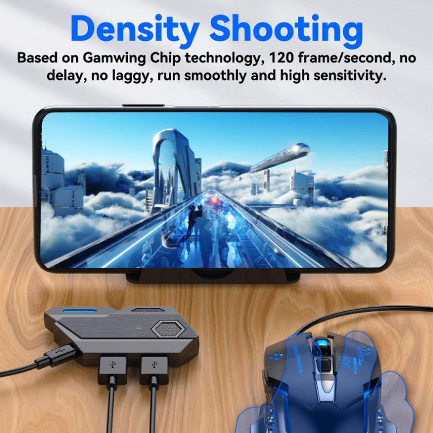 VELATEMOR 4-in-1 Mobile Gaming Keyboard Mouse Converter with Power Adapter NEW