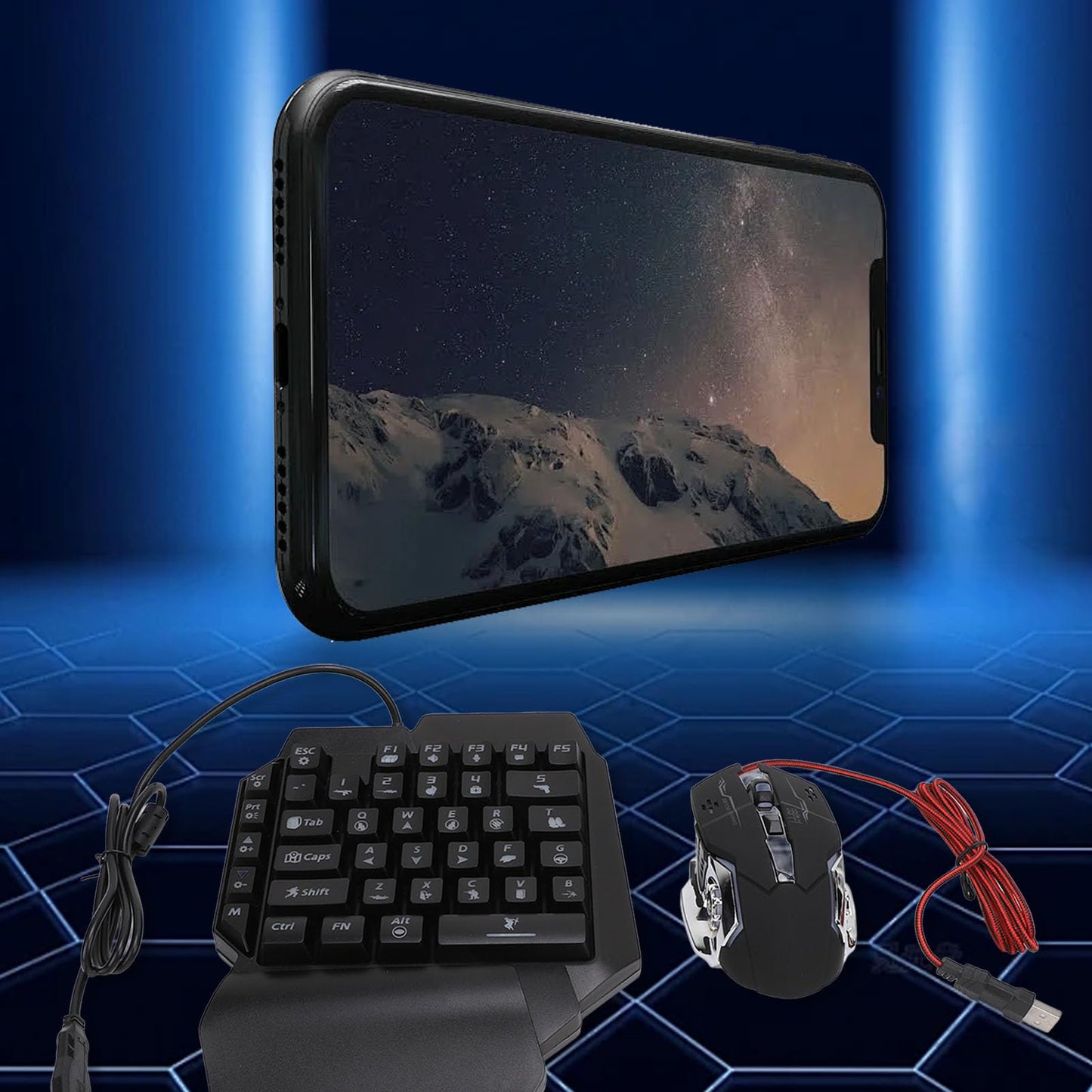 VELATEMOR 4-in-1 Mobile Gaming Keyboard Mouse Converter with Power Adapter NEW