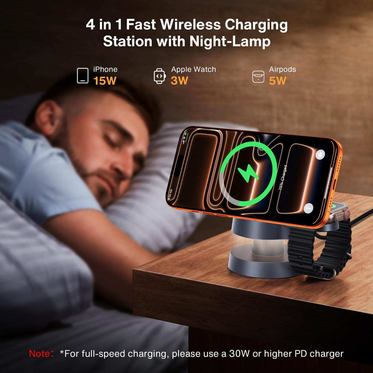IVANKY 3-in-1 Wireless Charging Station for iPhone Induction Chargers Black DEMO