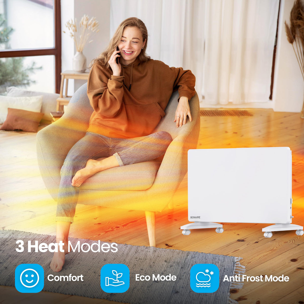 Bonaire 2000W Heating Smart WiFi Electric Panel Heater Touchscreen Display DEMO
