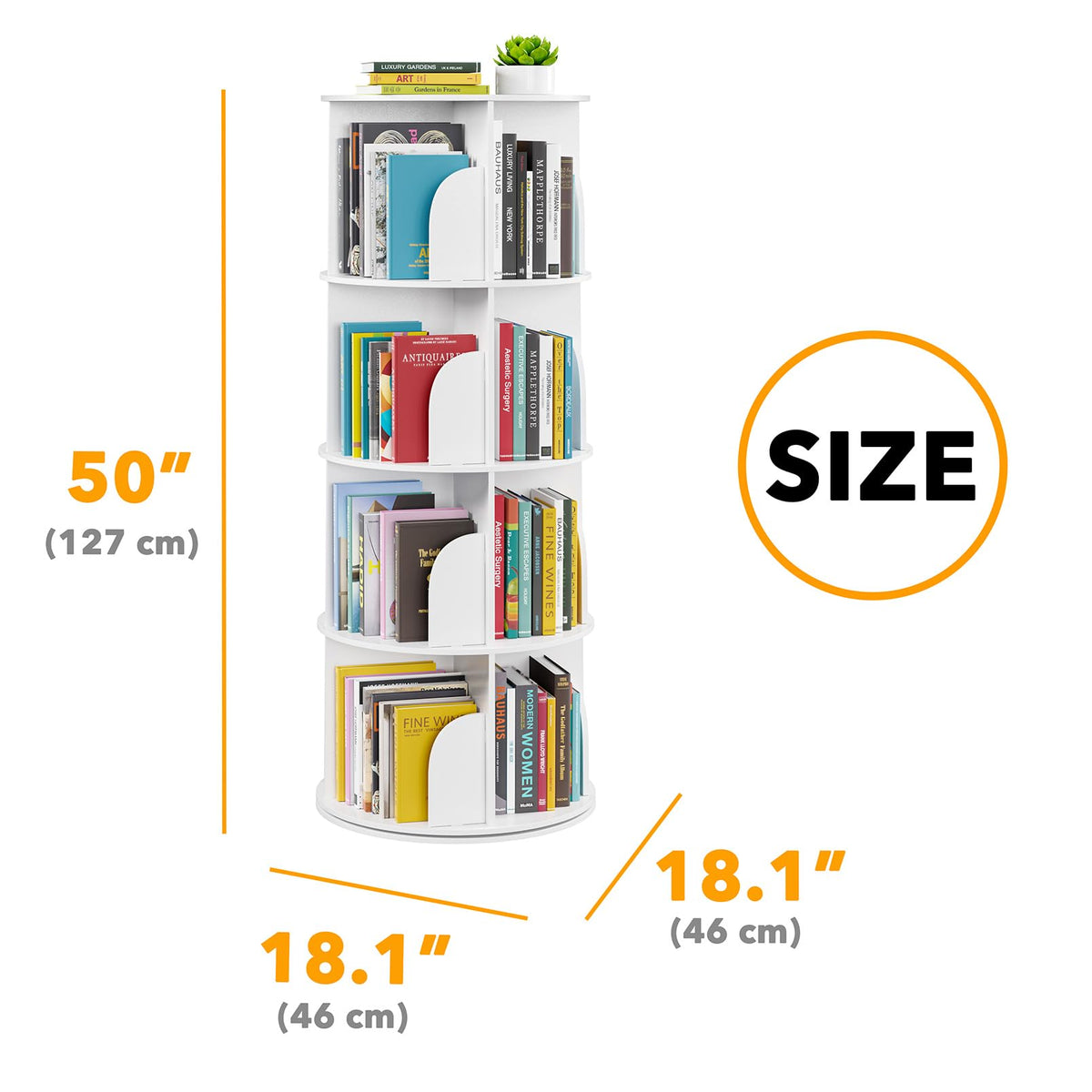 SpaceAid 4 Bookcases Tier Rotating Bookshelf Tower Spinning Lazy Susan DEMO