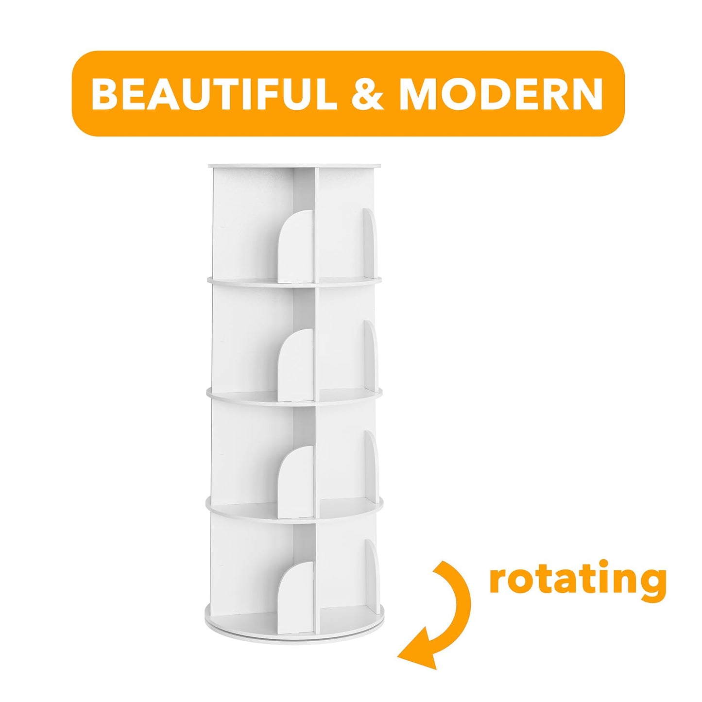 SpaceAid 4 Bookcases Tier Rotating Bookshelf Tower Spinning Lazy Susan DEMO