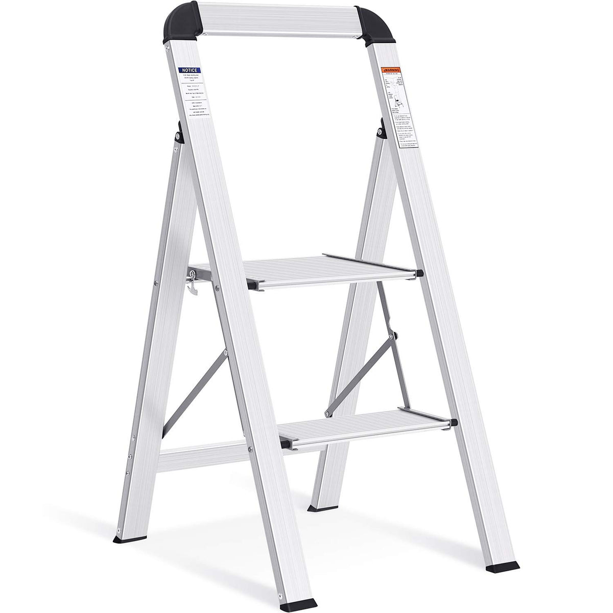 KINGRACK 2 Stepstools Step Ladder with Handrail Aluminium Folding Portable DEMO