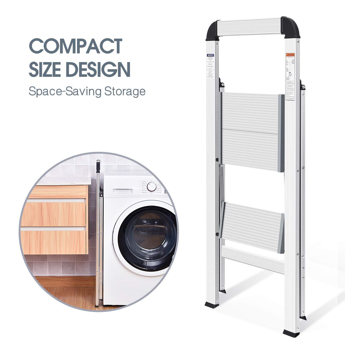 KINGRACK 2 Stepstools Step Ladder with Handrail Aluminium Folding Portable DEMO